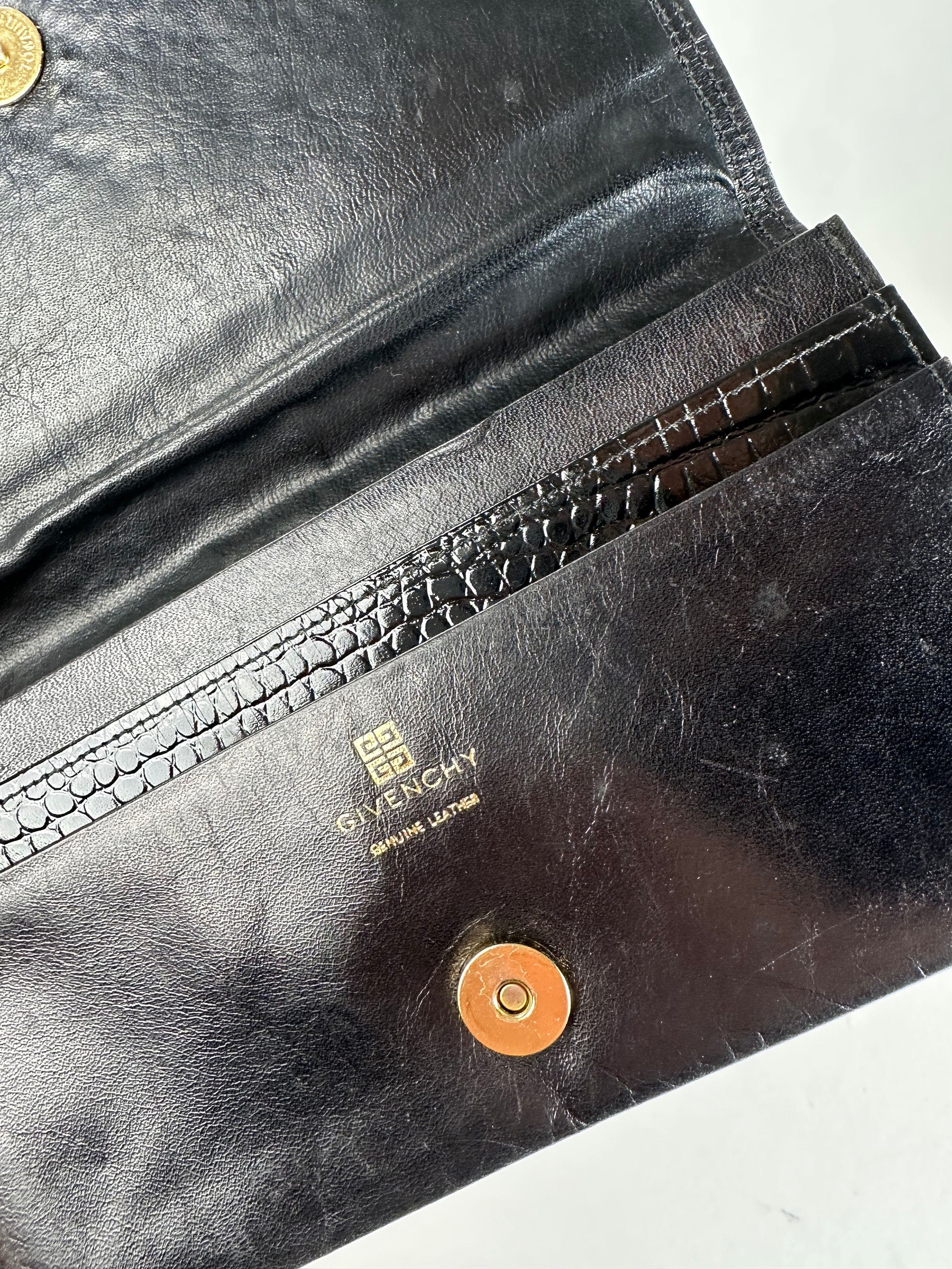 Givenchy Vintage Logo Leather Card Holder / Clutch Black Size ONE SIZE - 5 Thumbnail