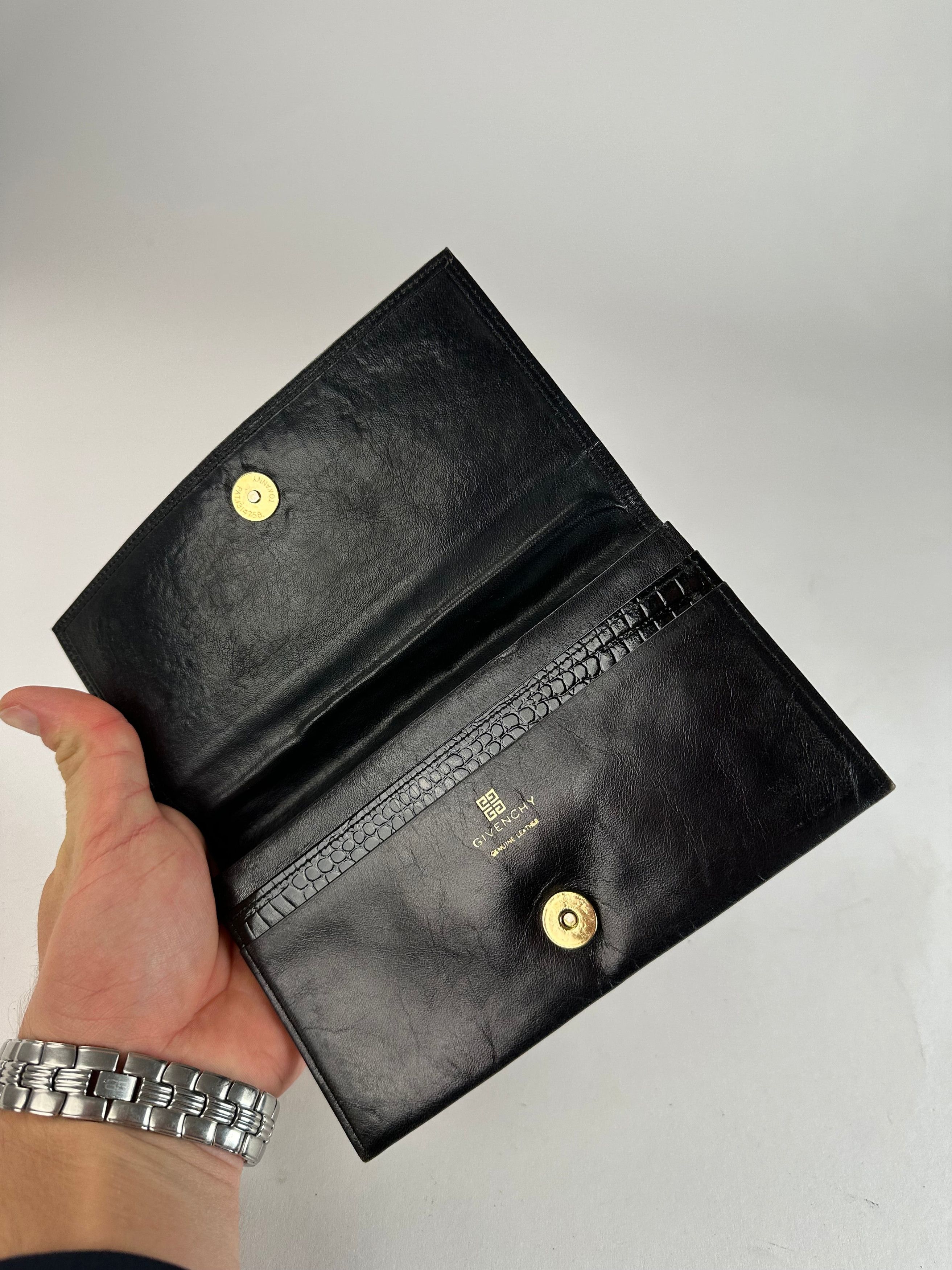 Givenchy Vintage Logo Leather Card Holder / Clutch Black Size ONE SIZE - 4 Thumbnail