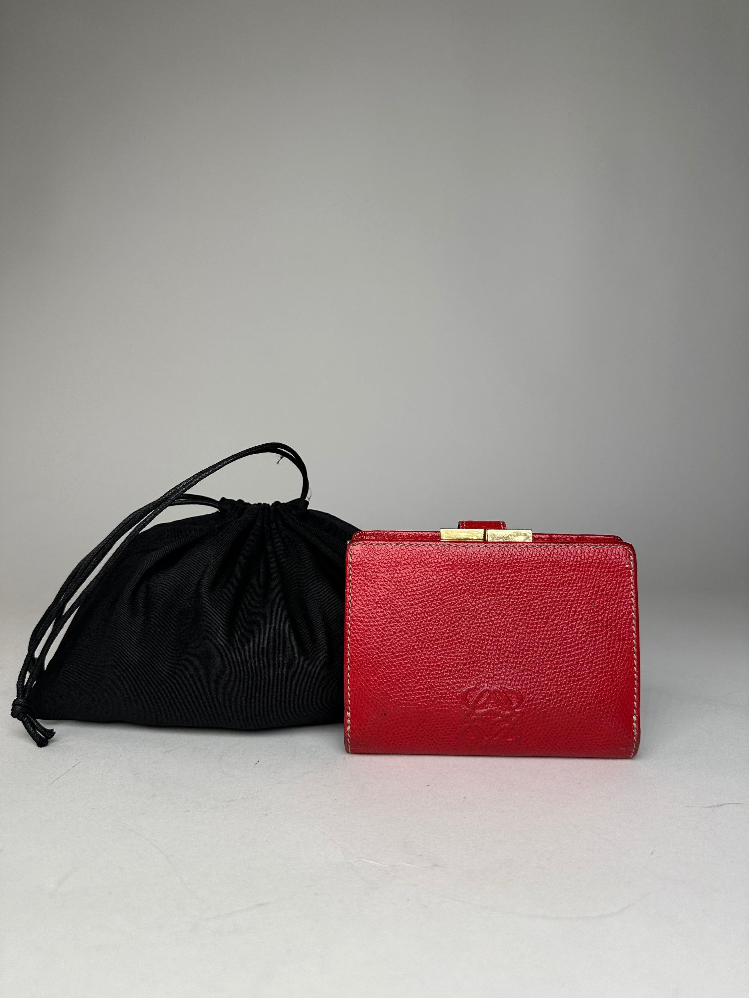 Loewe Vintage Madrid Logo Leather Wallet Red Size ONE SIZE - 12 Thumbnail