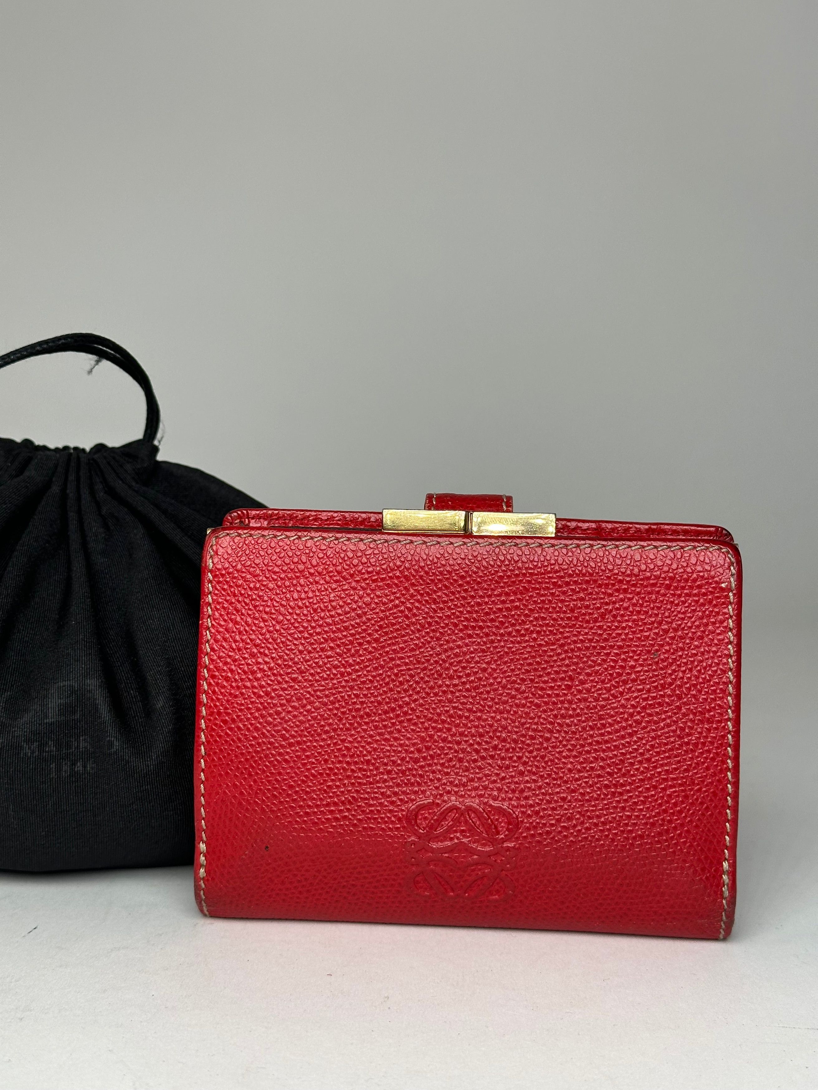 Loewe Vintage Madrid Logo Leather Wallet Red Size ONE SIZE - 5 Thumbnail