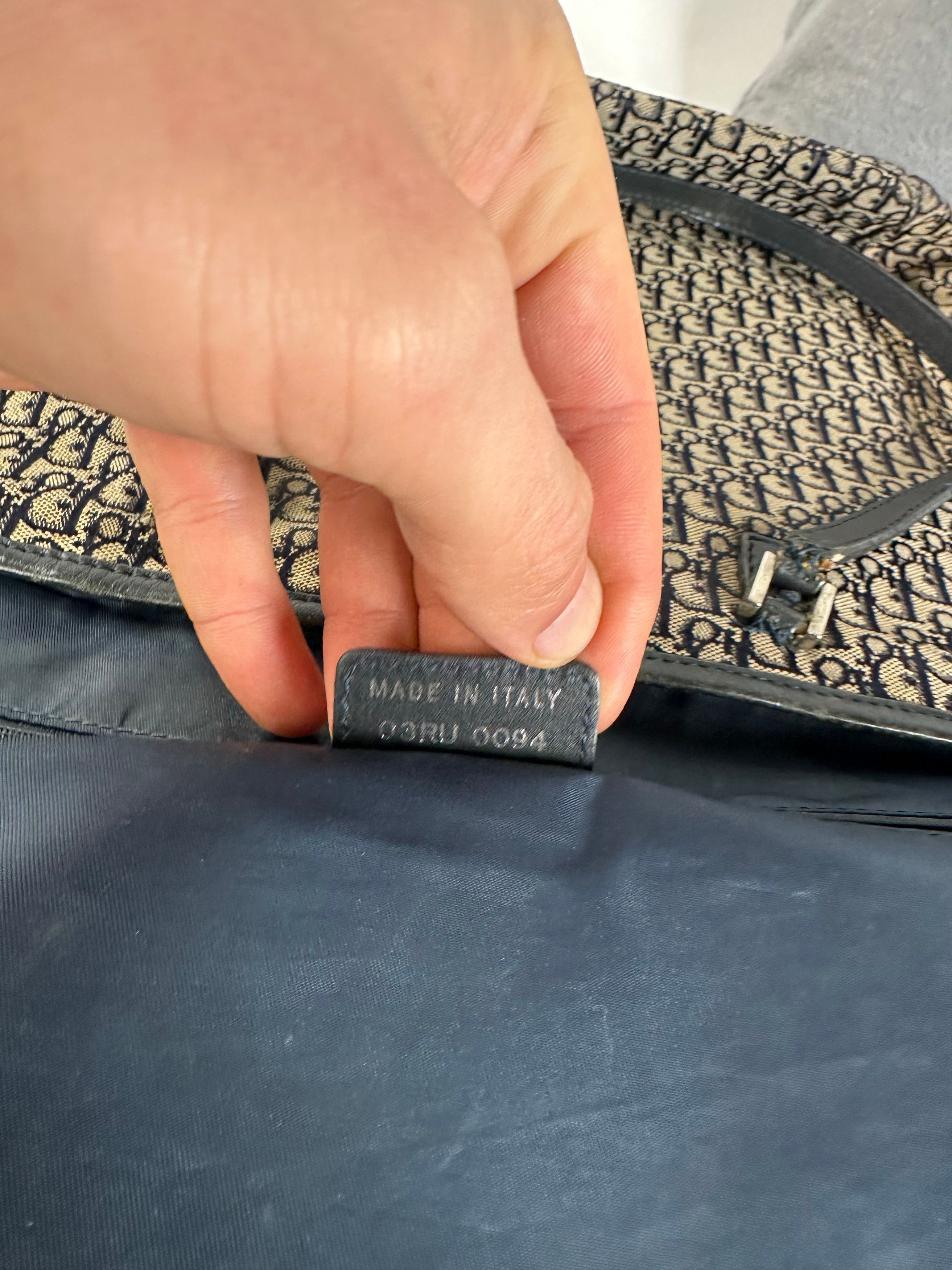 Dior Vintage Oblique Monogram Canvas Leather Tote Bag Beige Navy Size ONE SIZE - 5 Thumbnail