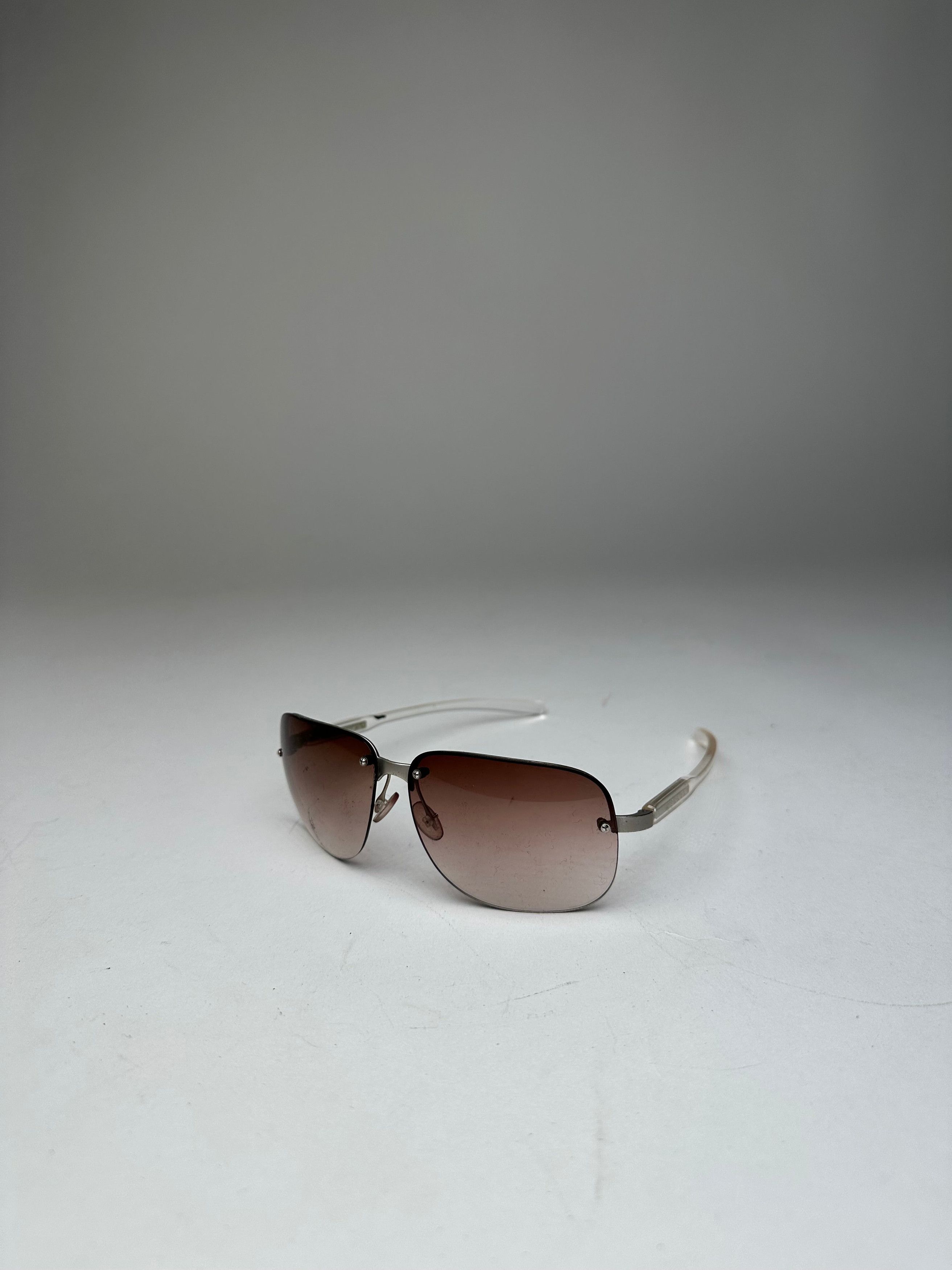 Prada Vintage Transparent Sunglasses Brown White Size ONE SIZE - 5 Thumbnail
