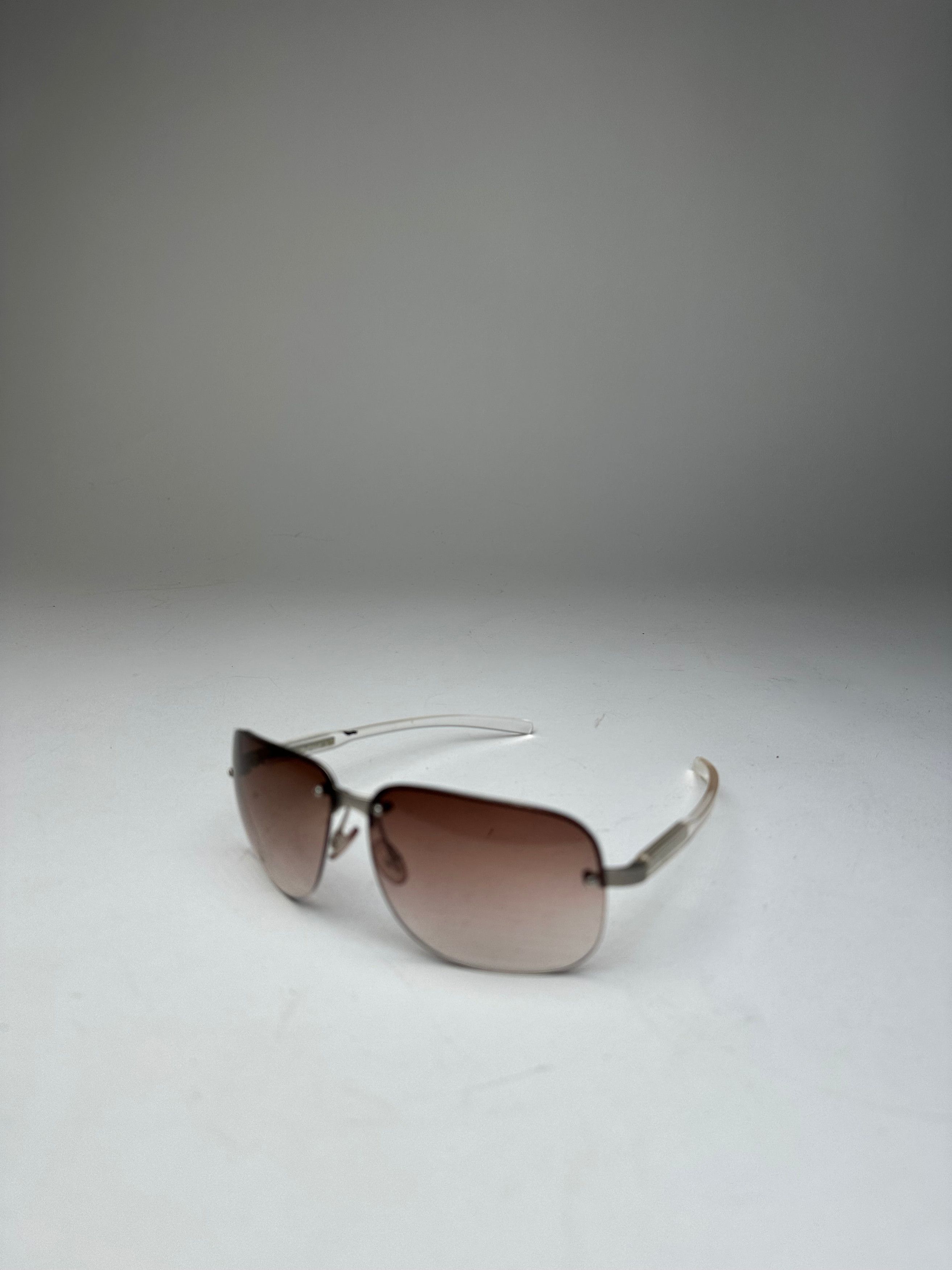Prada Vintage Transparent Sunglasses Brown White Size ONE SIZE - 12 Thumbnail