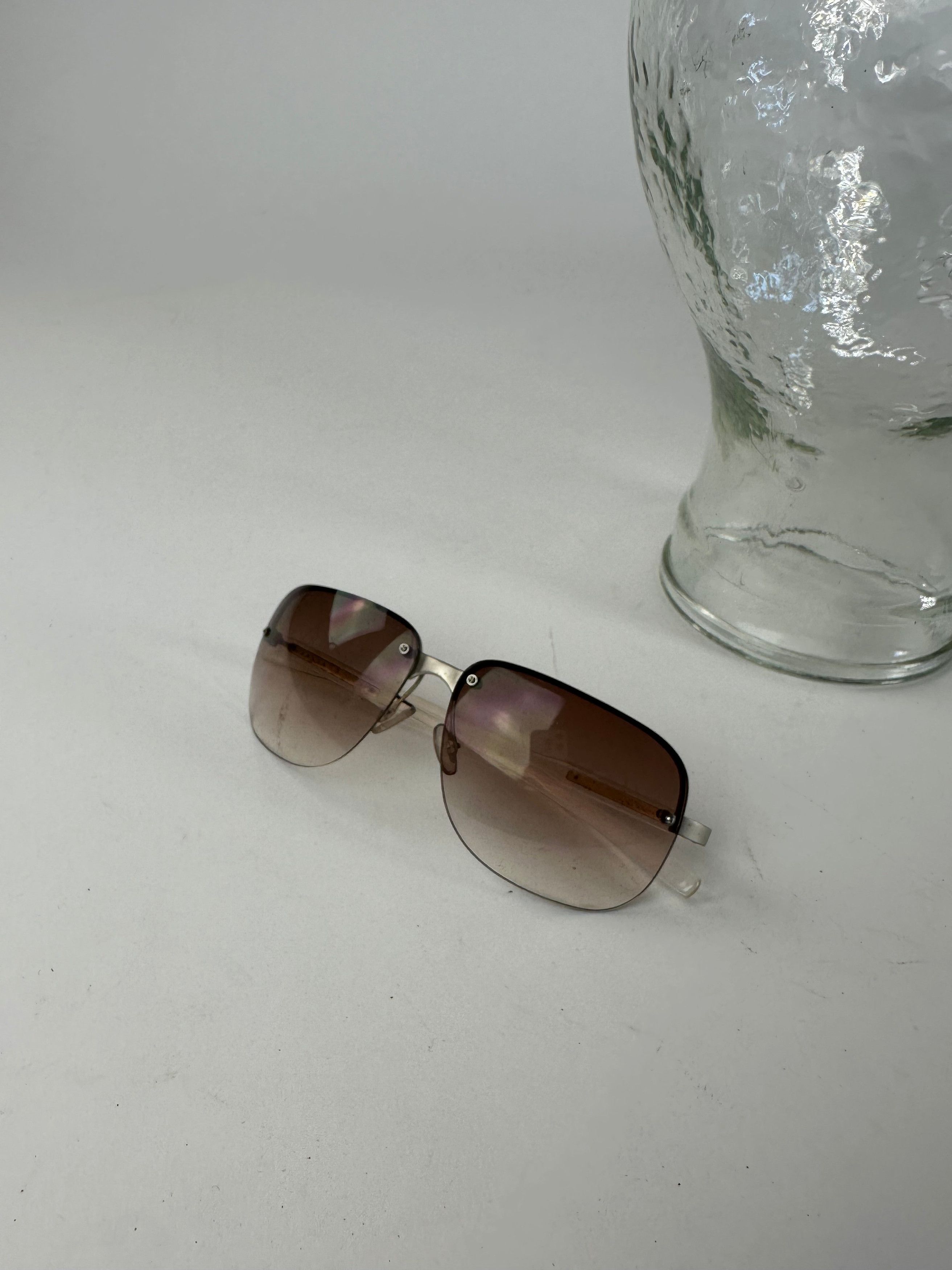 Prada Vintage Transparent Sunglasses Brown White Size ONE SIZE - 11 Thumbnail