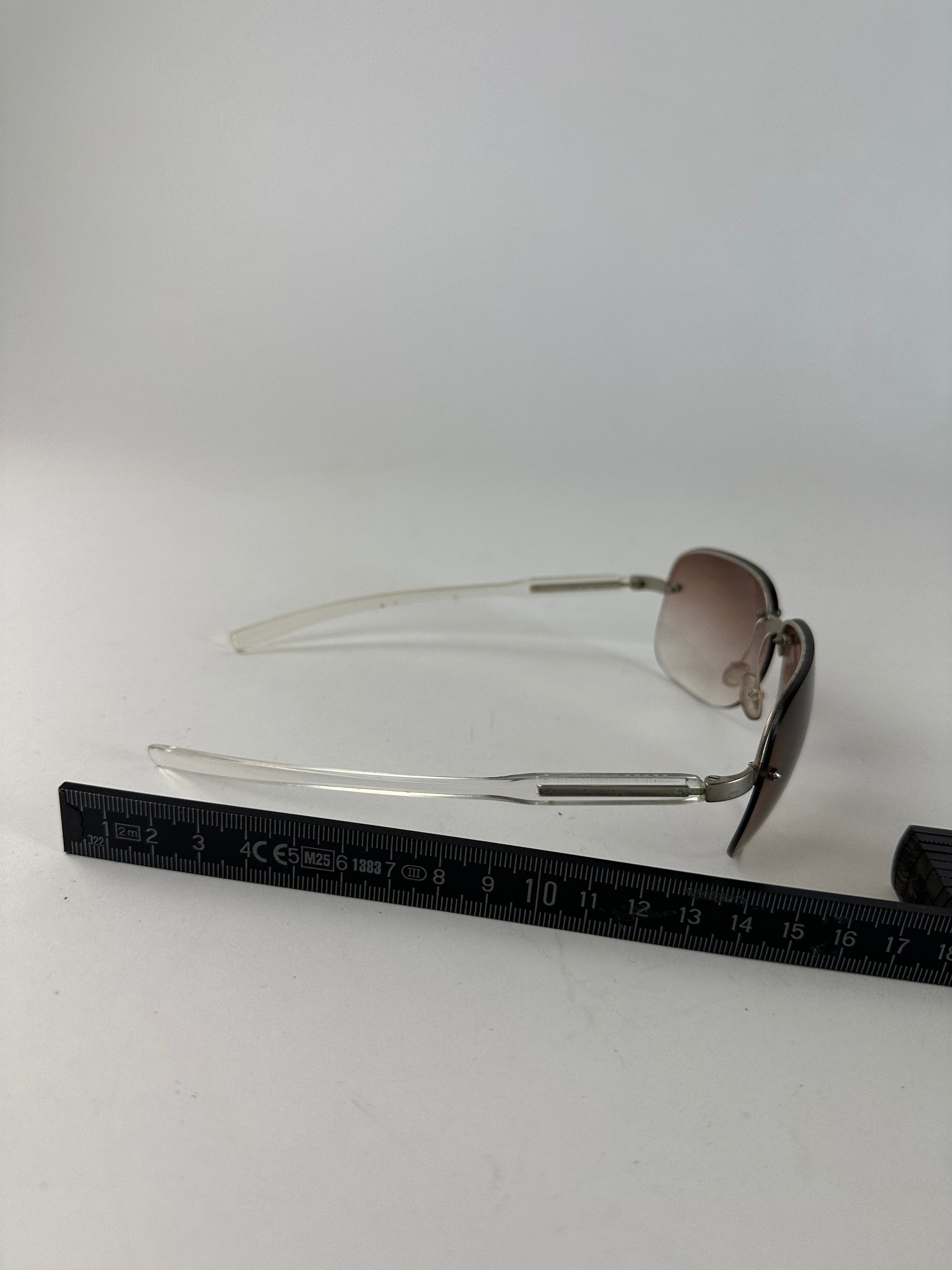 Prada Vintage Transparent Sunglasses Brown White Size ONE SIZE - 9 Thumbnail