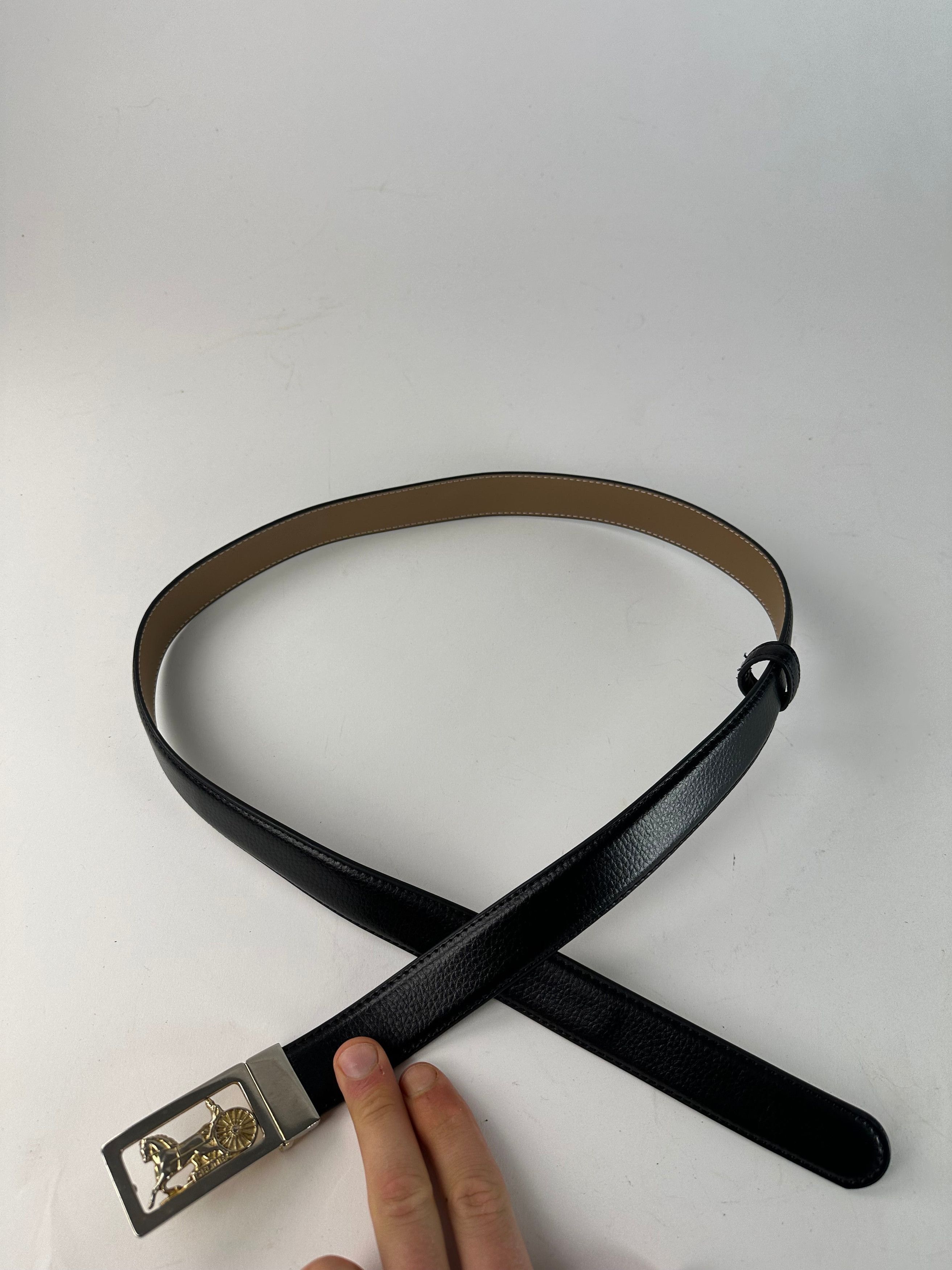 Celine Vintage Paris Triomphe Snake Emblossed Leather Belt Black Size ONE SIZE - 5 Thumbnail