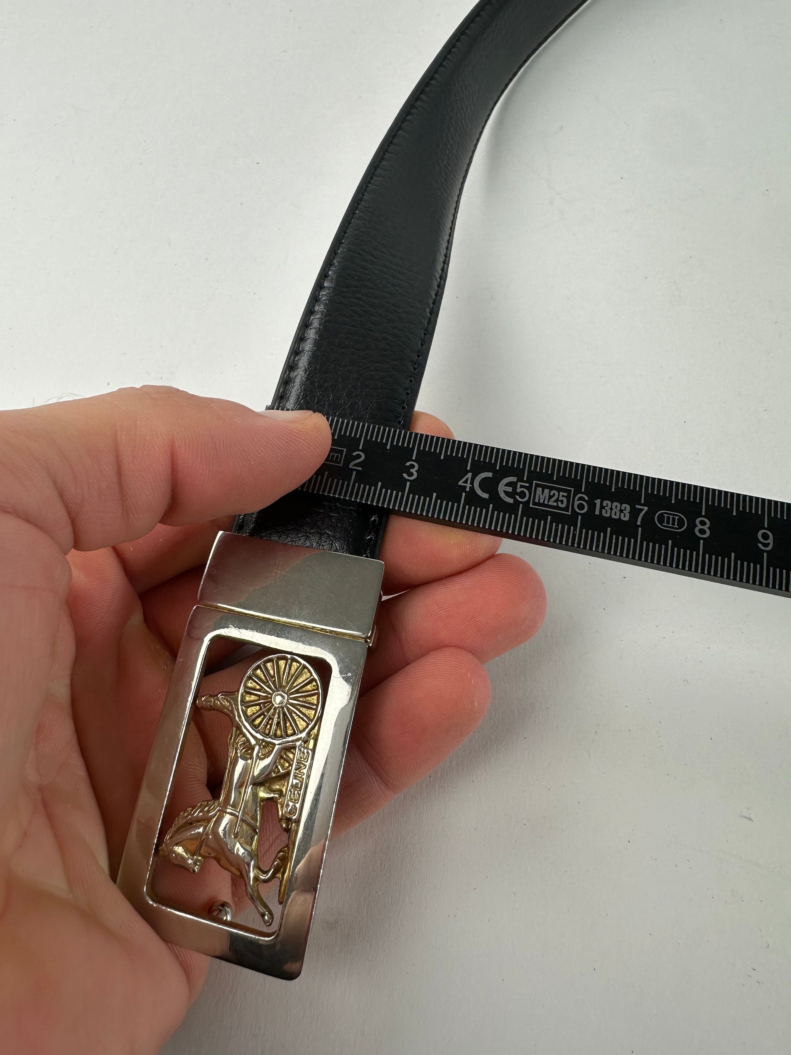 Celine Vintage Paris Triomphe Snake Emblossed Leather Belt Black Size ONE SIZE - 9 Thumbnail