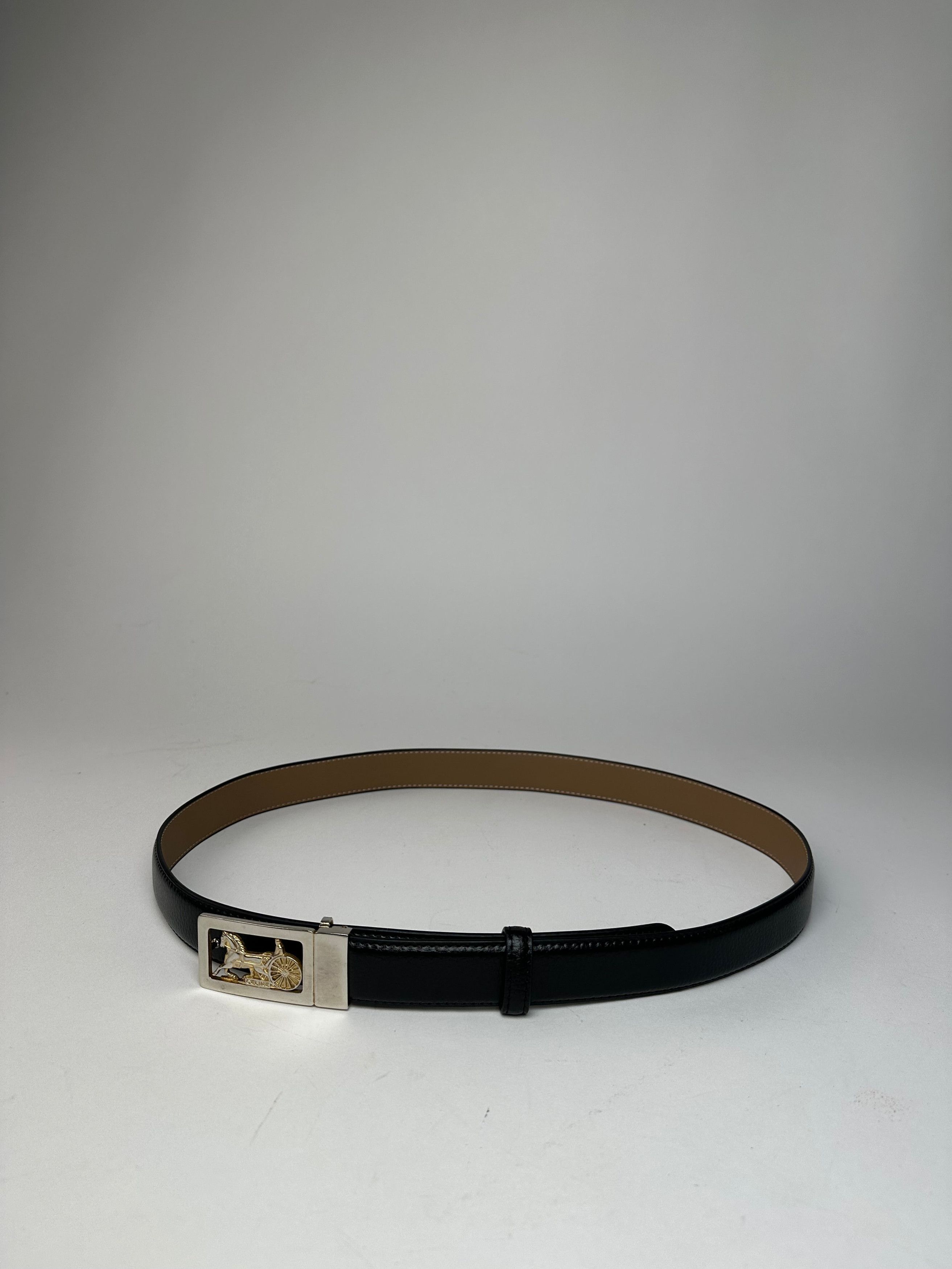 Celine Vintage Paris Triomphe Snake Emblossed Leather Belt Black Size ONE SIZE - 6 Thumbnail