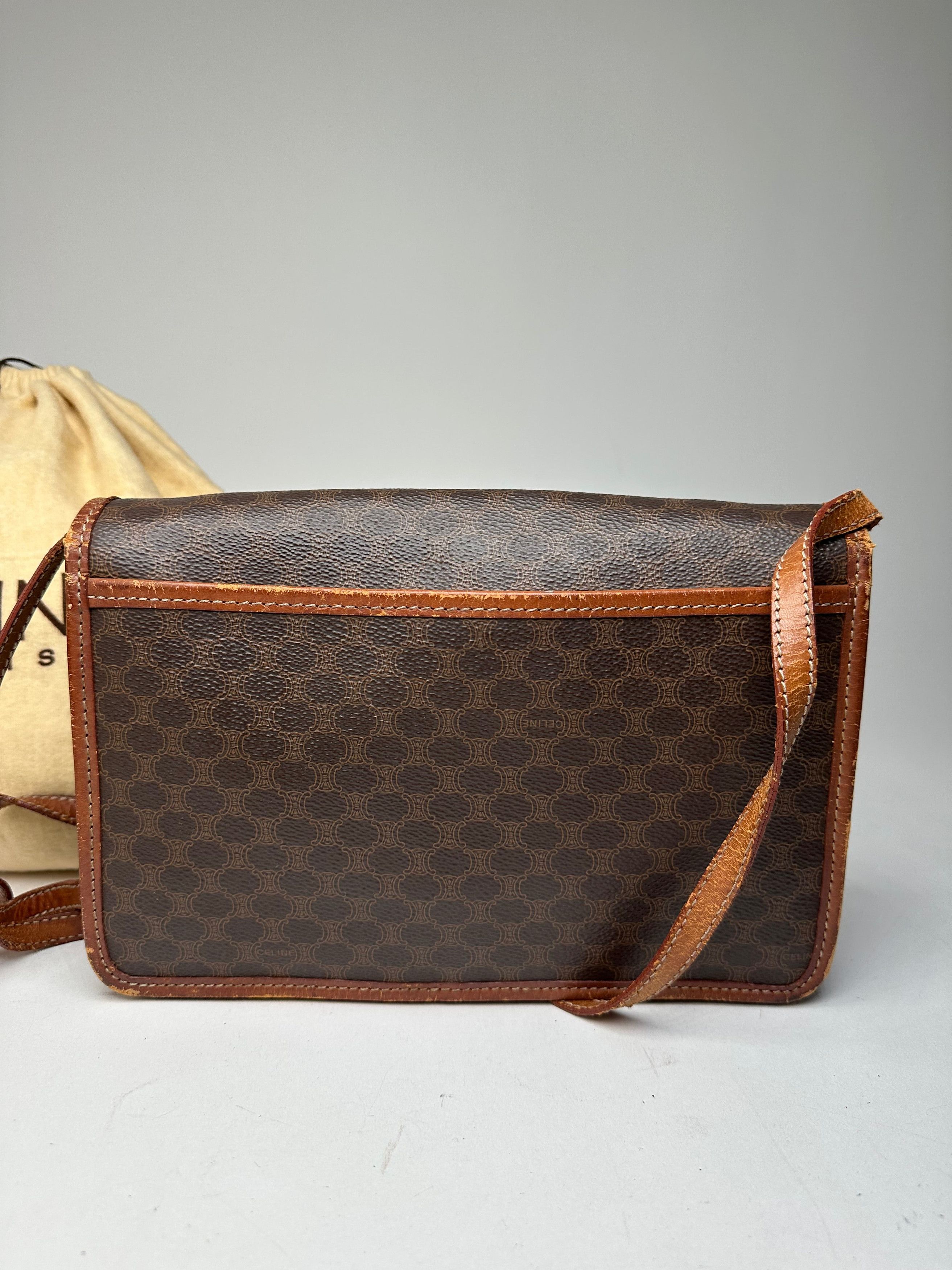 Celine Vintage Crline Paris Triomphe Monogram Leather Shoulder / Cr Size ONE SIZE - 11 Thumbnail