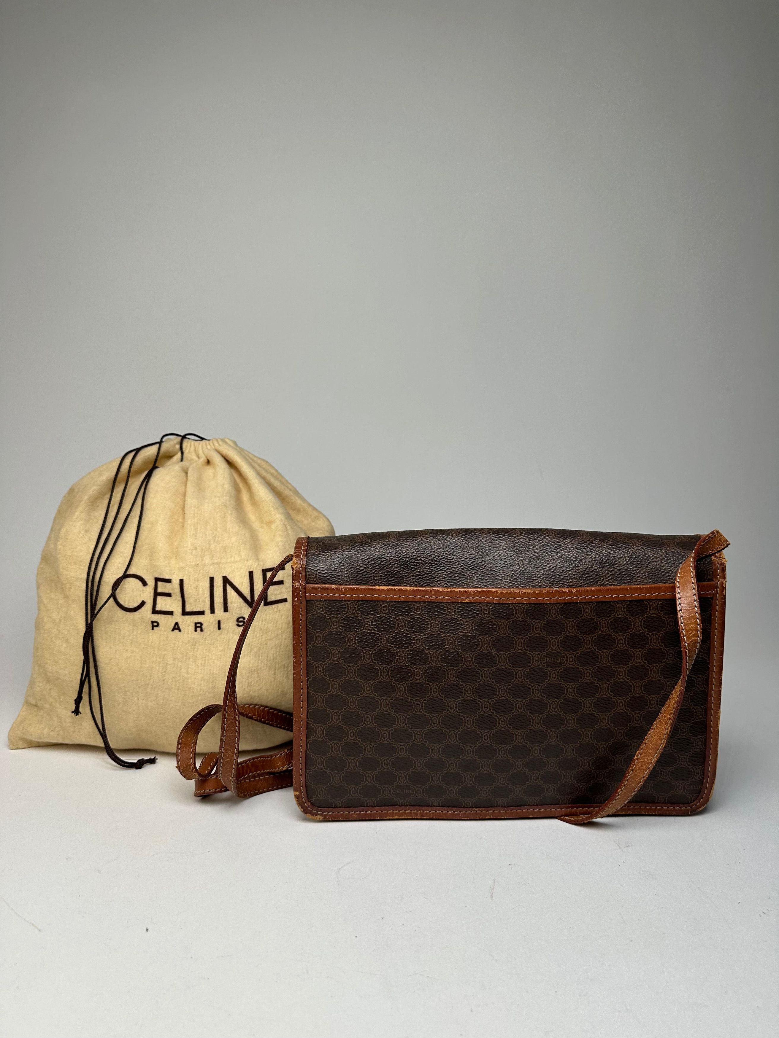 Celine Vintage Crline Paris Triomphe Monogram Leather Shoulder / Cr Size ONE SIZE - 2 Thumbnail