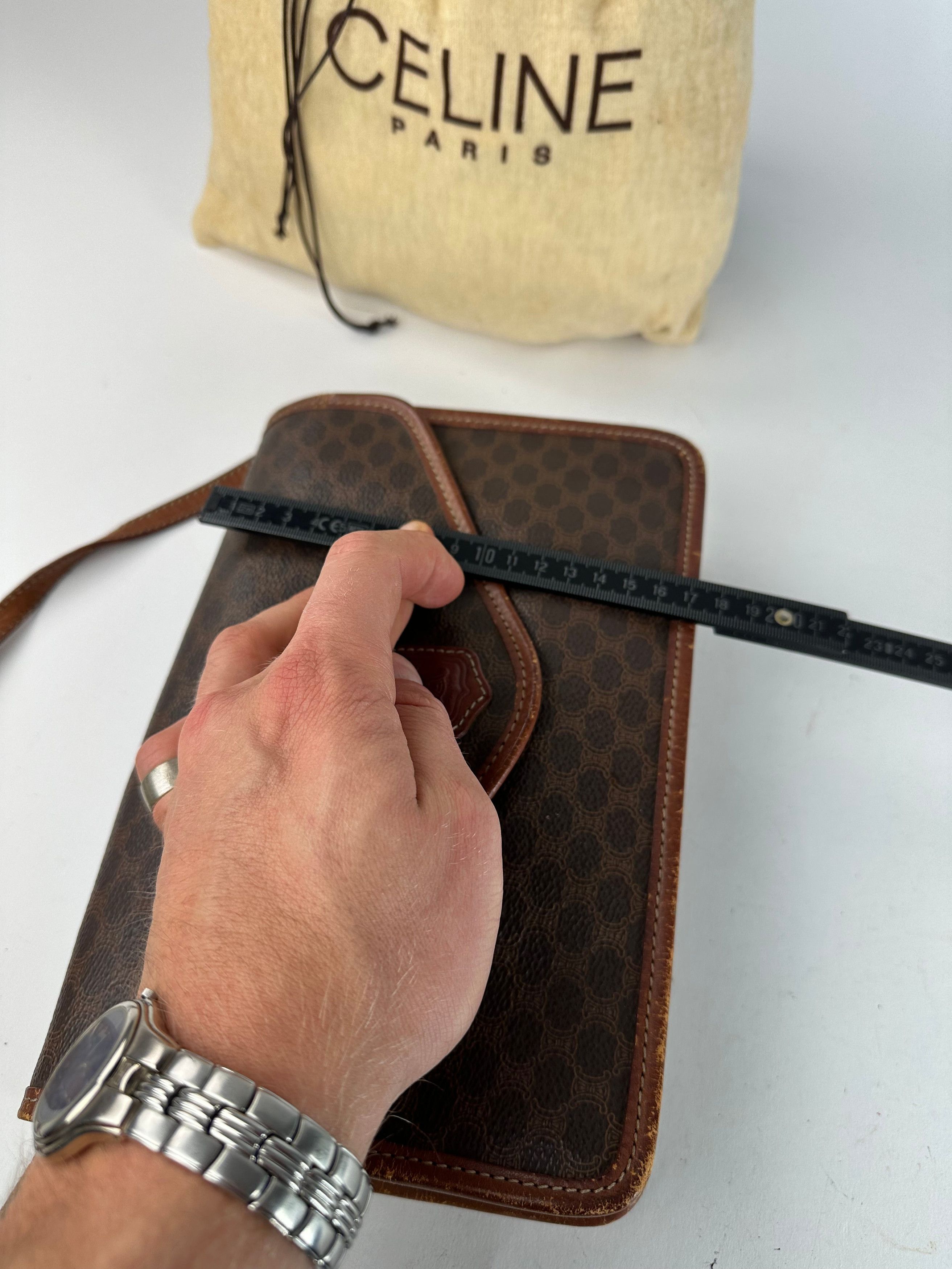 Celine Vintage Crline Paris Triomphe Monogram Leather Shoulder / Cr Size ONE SIZE - 14 Thumbnail
