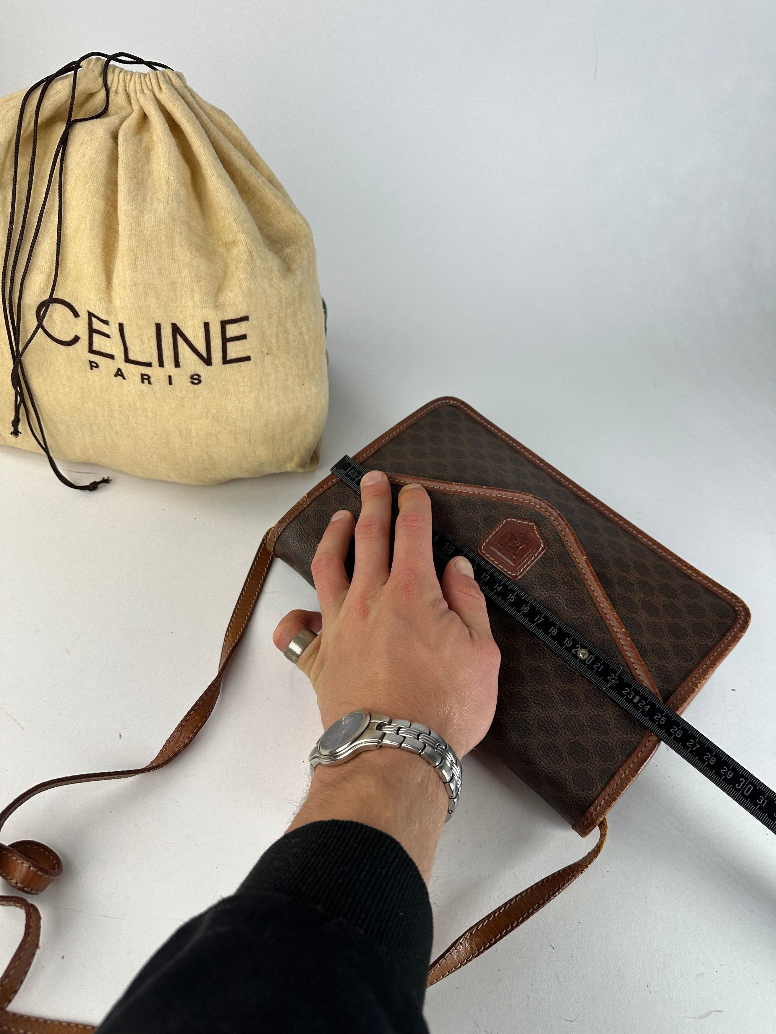 Celine Vintage Crline Paris Triomphe Monogram Leather Shoulder / Cr Size ONE SIZE - 13 Thumbnail