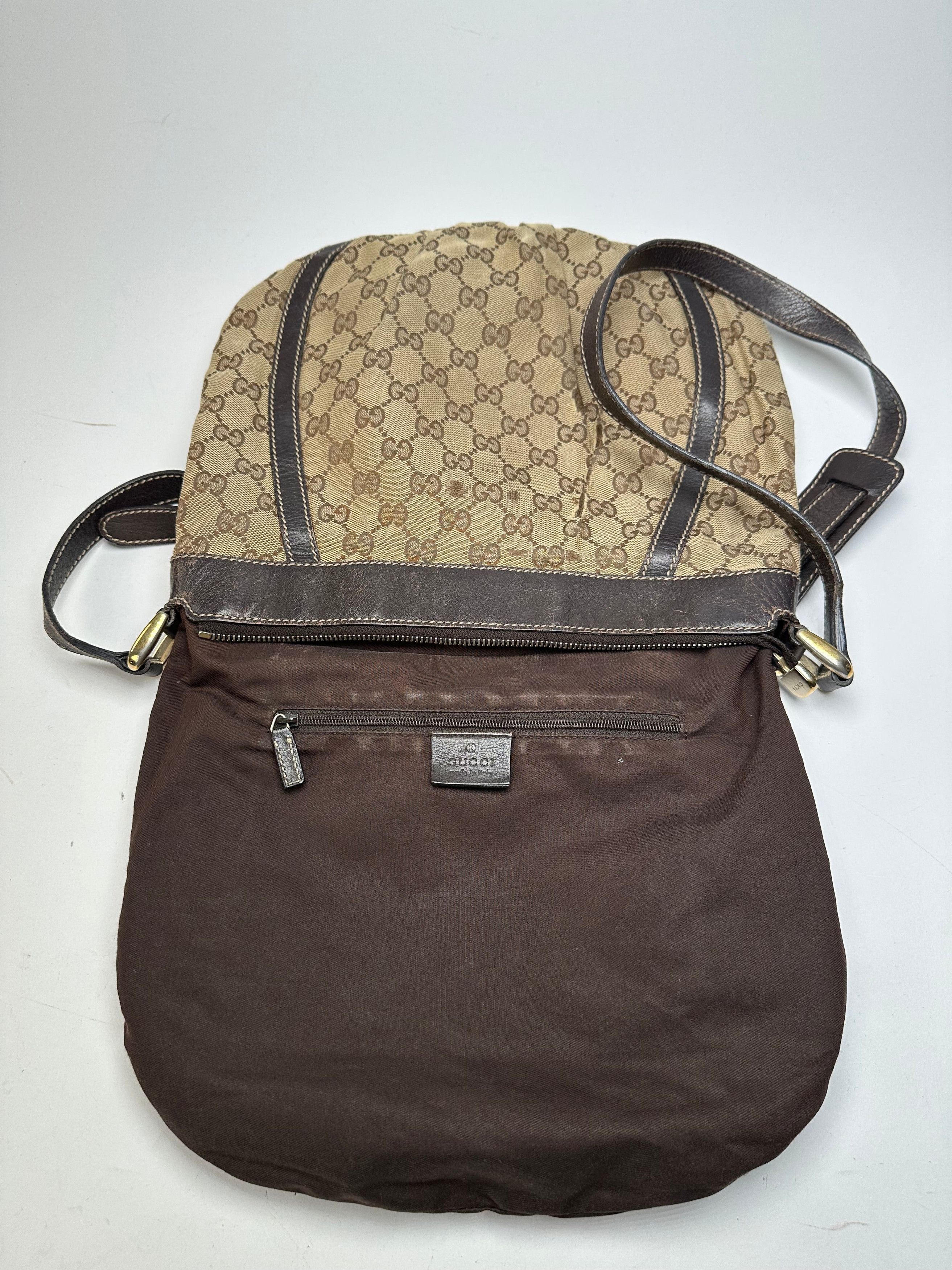 Gucci Vintage Monogram D-Ring Shoulder / Crossbody Bag Beige Brown Size ONE SIZE - 3 Thumbnail