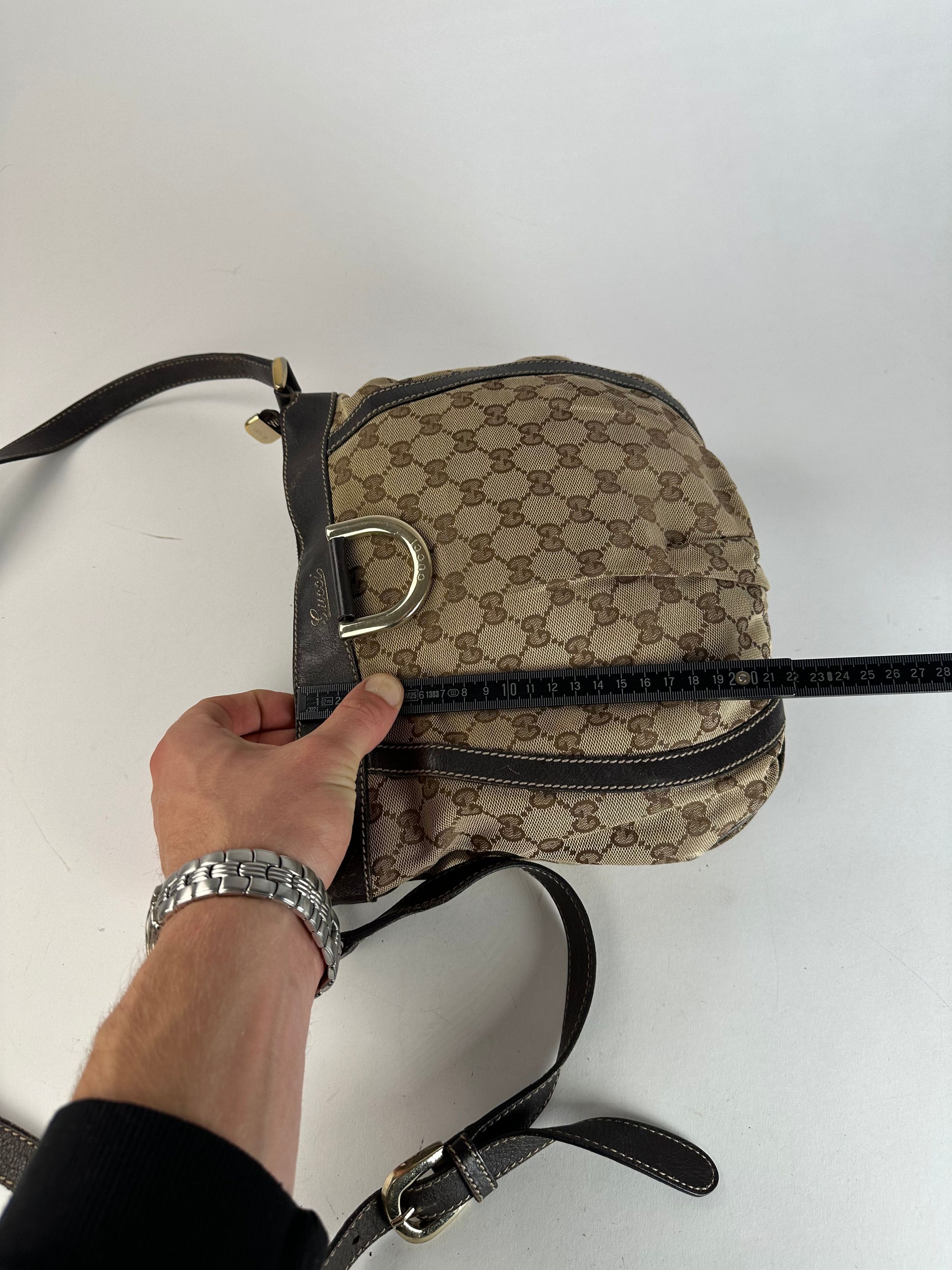 Gucci Vintage Monogram D-Ring Shoulder / Crossbody Bag Beige Brown Size ONE SIZE - 12 Thumbnail