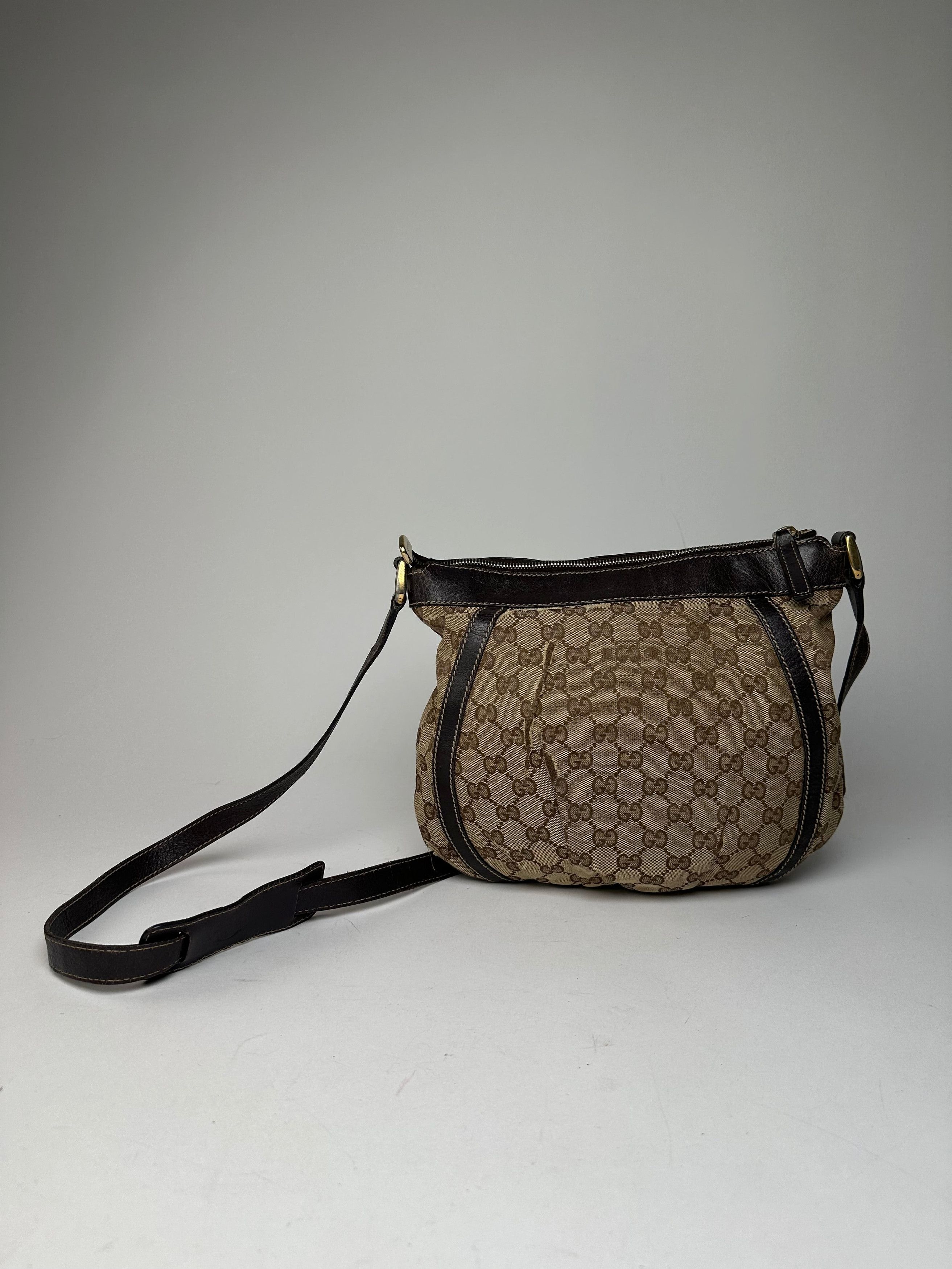 Gucci Vintage Monogram D-Ring Shoulder / Crossbody Bag Beige Brown Size ONE SIZE - 2 Thumbnail