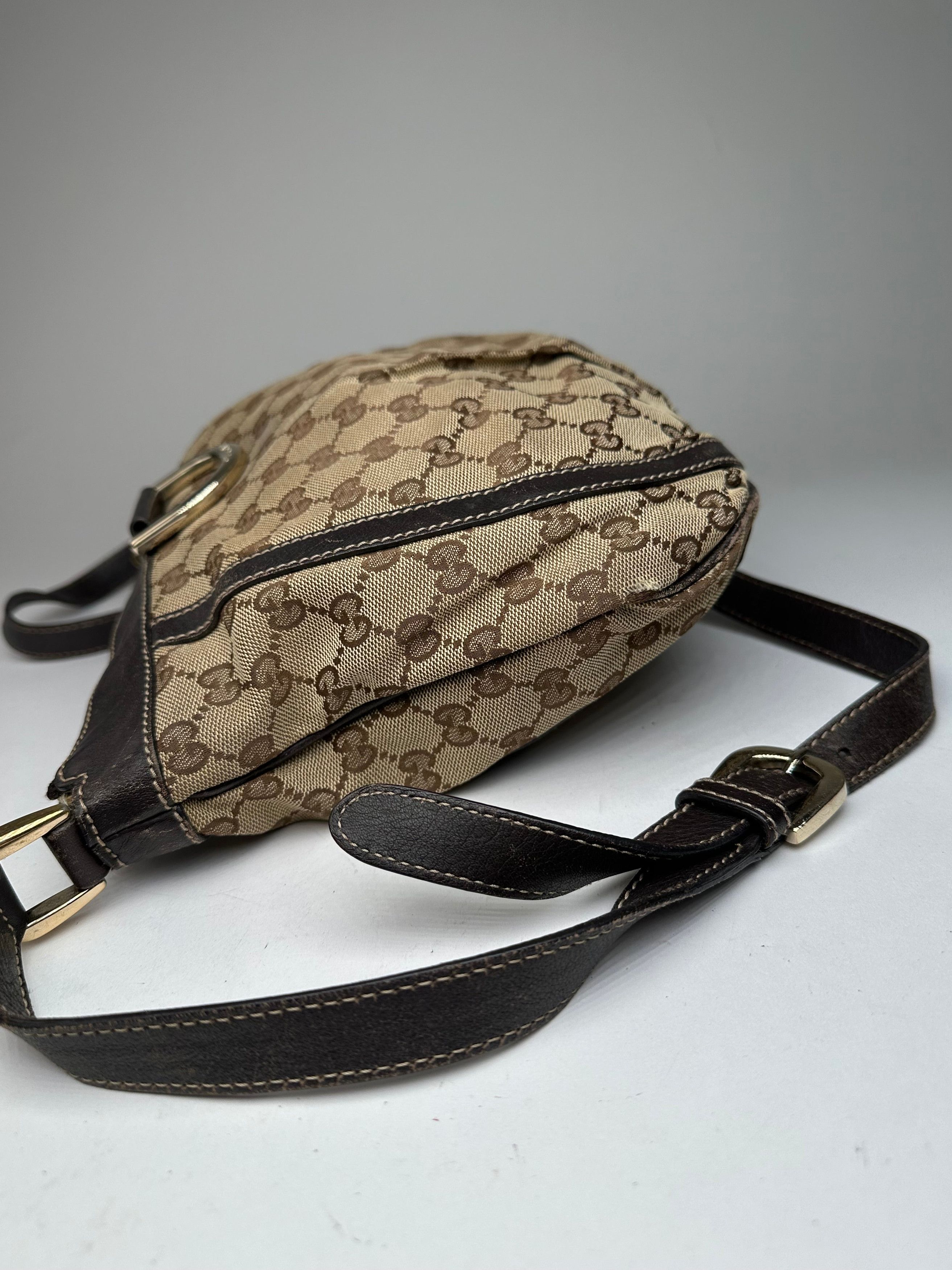 Gucci Vintage Monogram D-Ring Shoulder / Crossbody Bag Beige Brown Size ONE SIZE - 9 Thumbnail