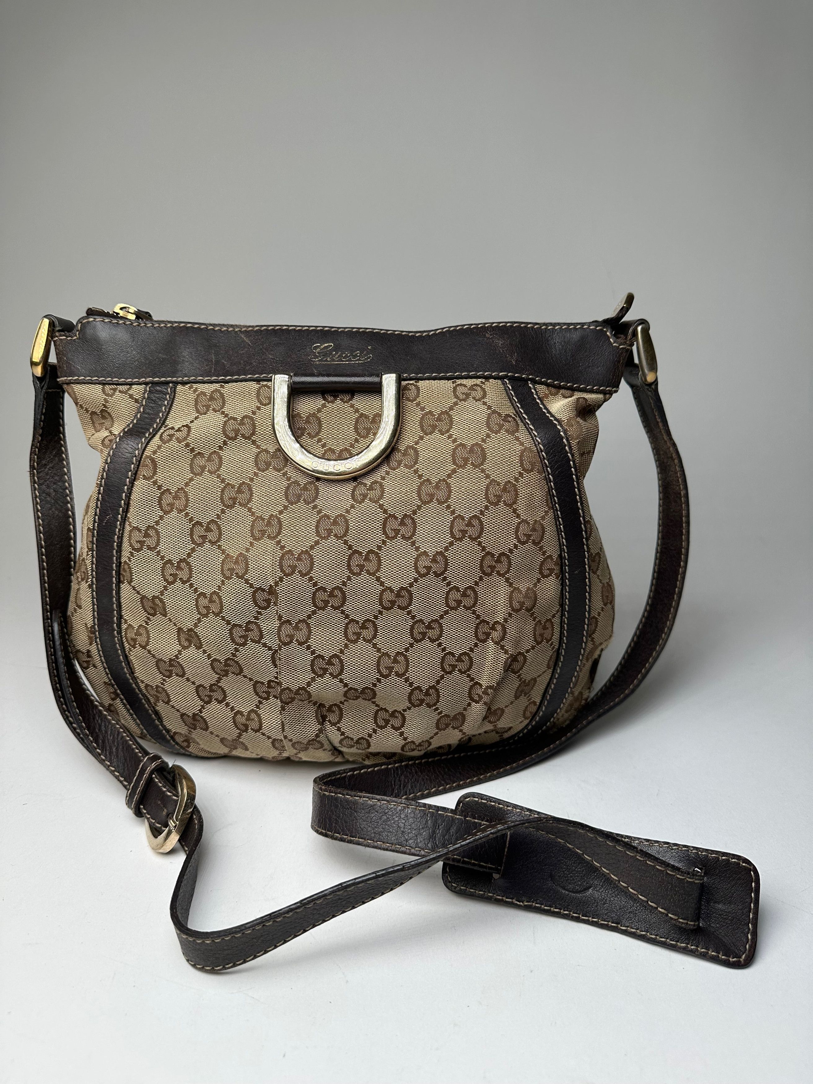 Gucci Vintage Monogram D-Ring Shoulder / Crossbody Bag Beige Brown Size ONE SIZE - 13 Thumbnail