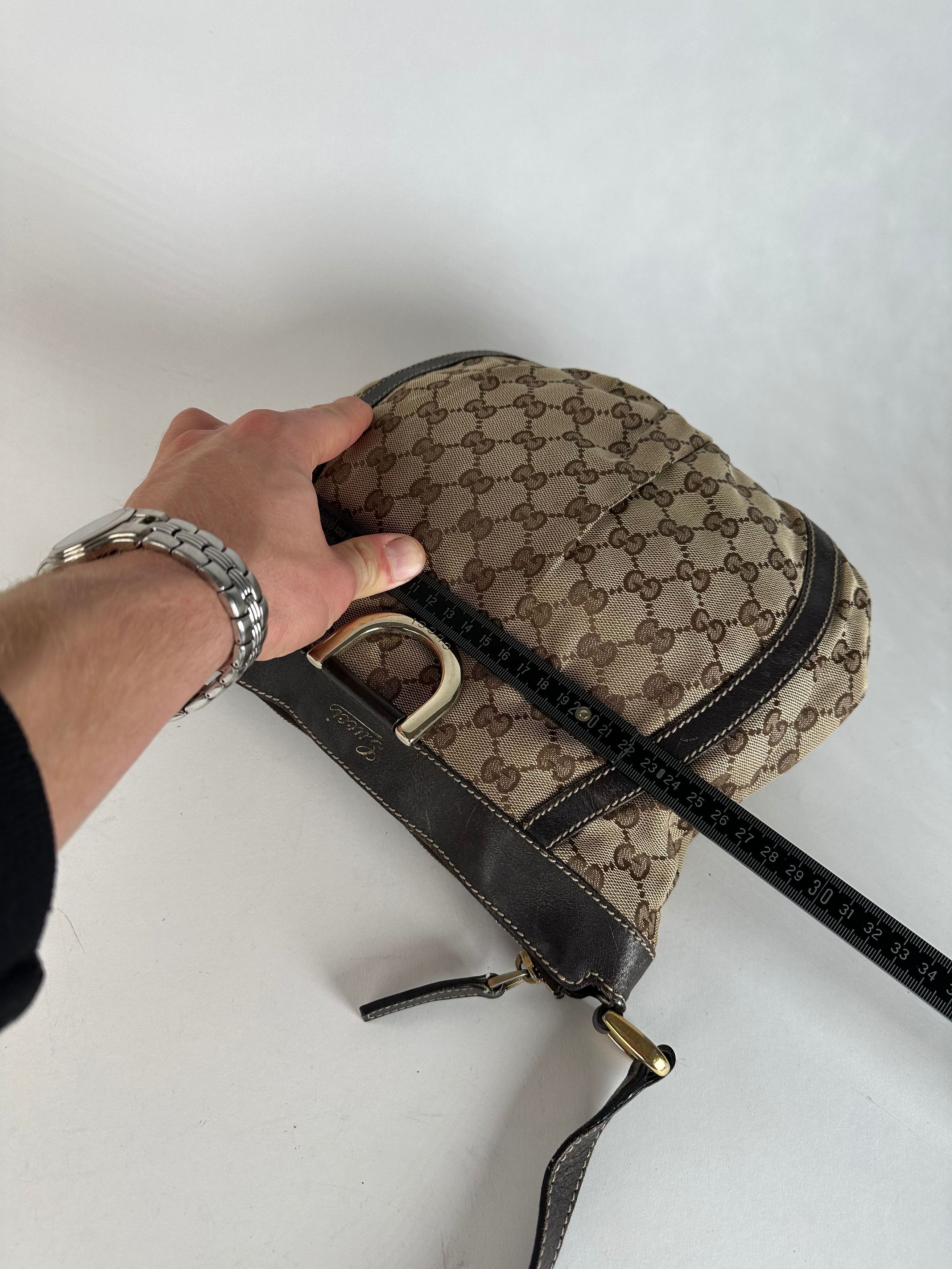 Gucci Vintage Monogram D-Ring Shoulder / Crossbody Bag Beige Brown Size ONE SIZE - 11 Thumbnail