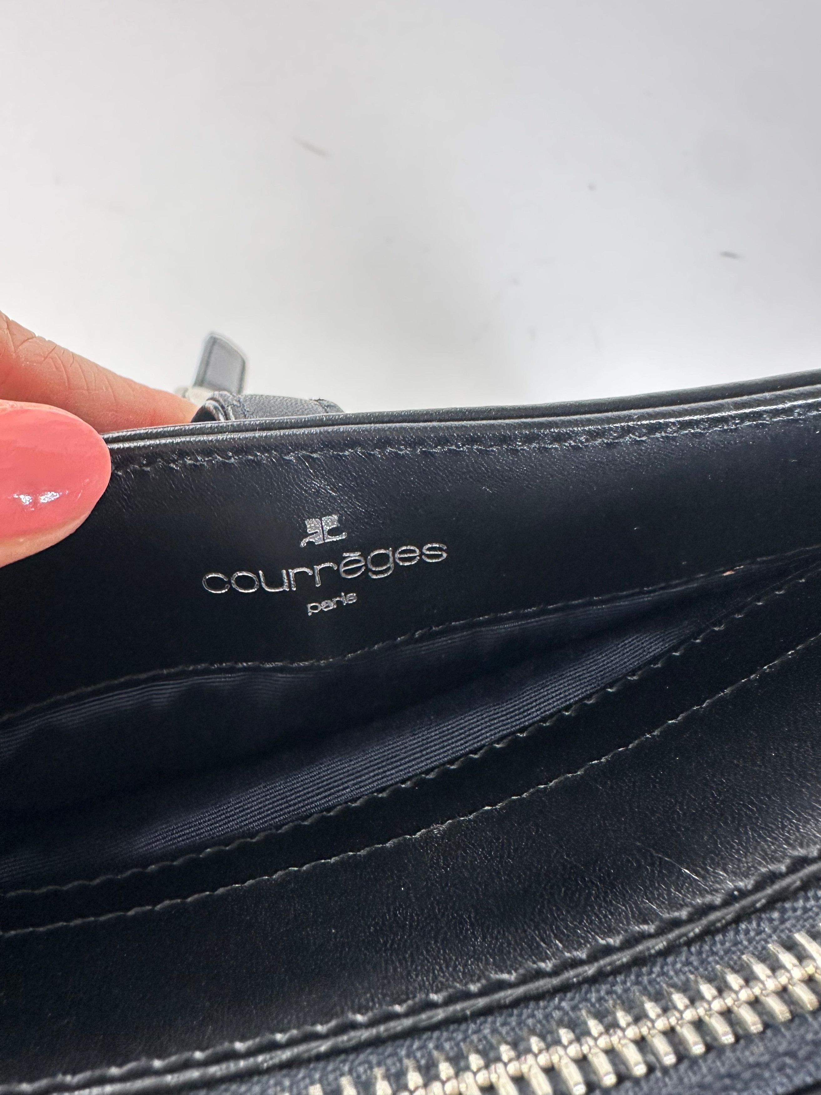 Courreges Vintage Leather Handbag Black Size ONE SIZE - 4 Thumbnail