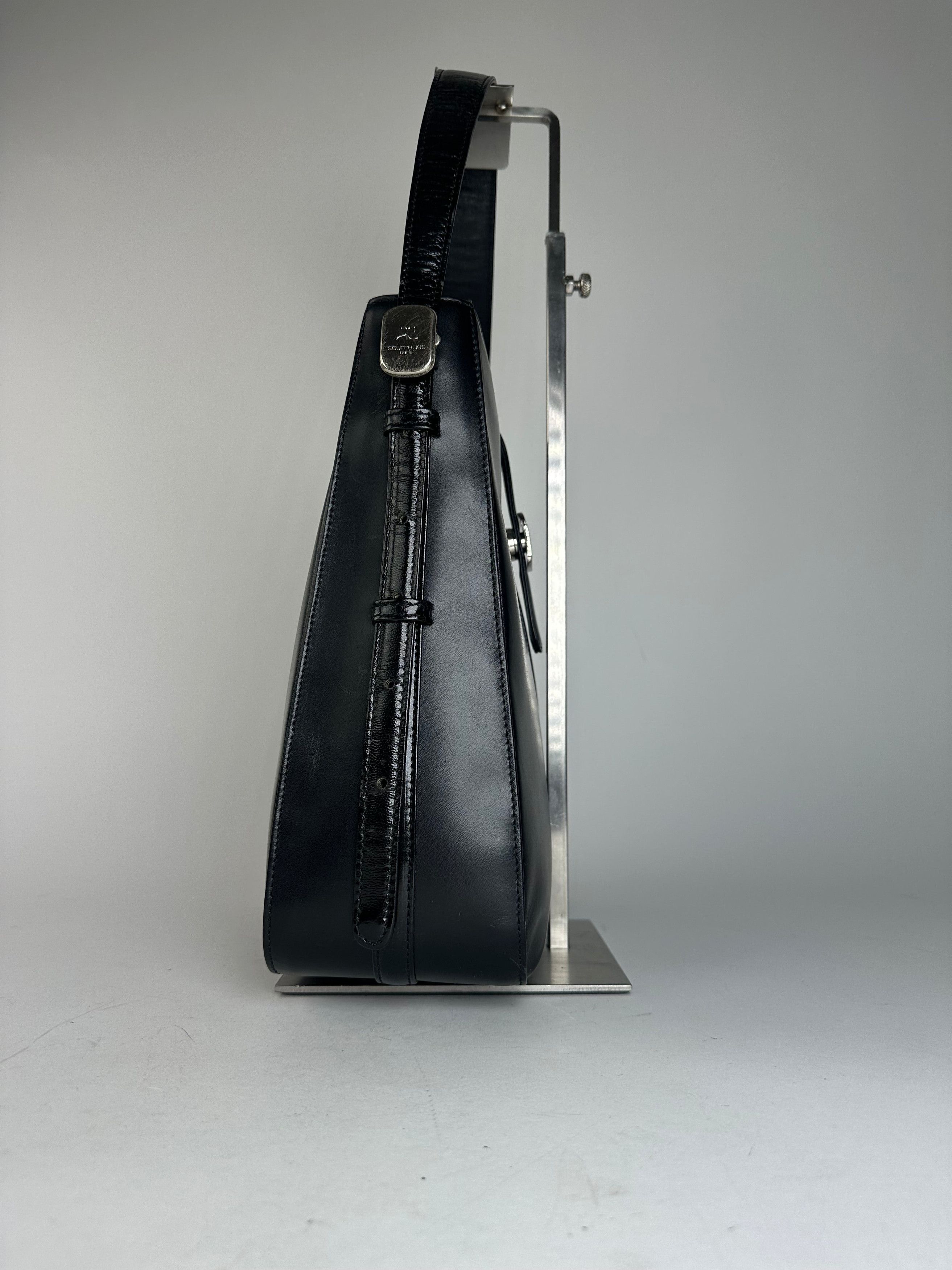 Courreges Vintage Leather Handbag Black Size ONE SIZE - 7 Thumbnail