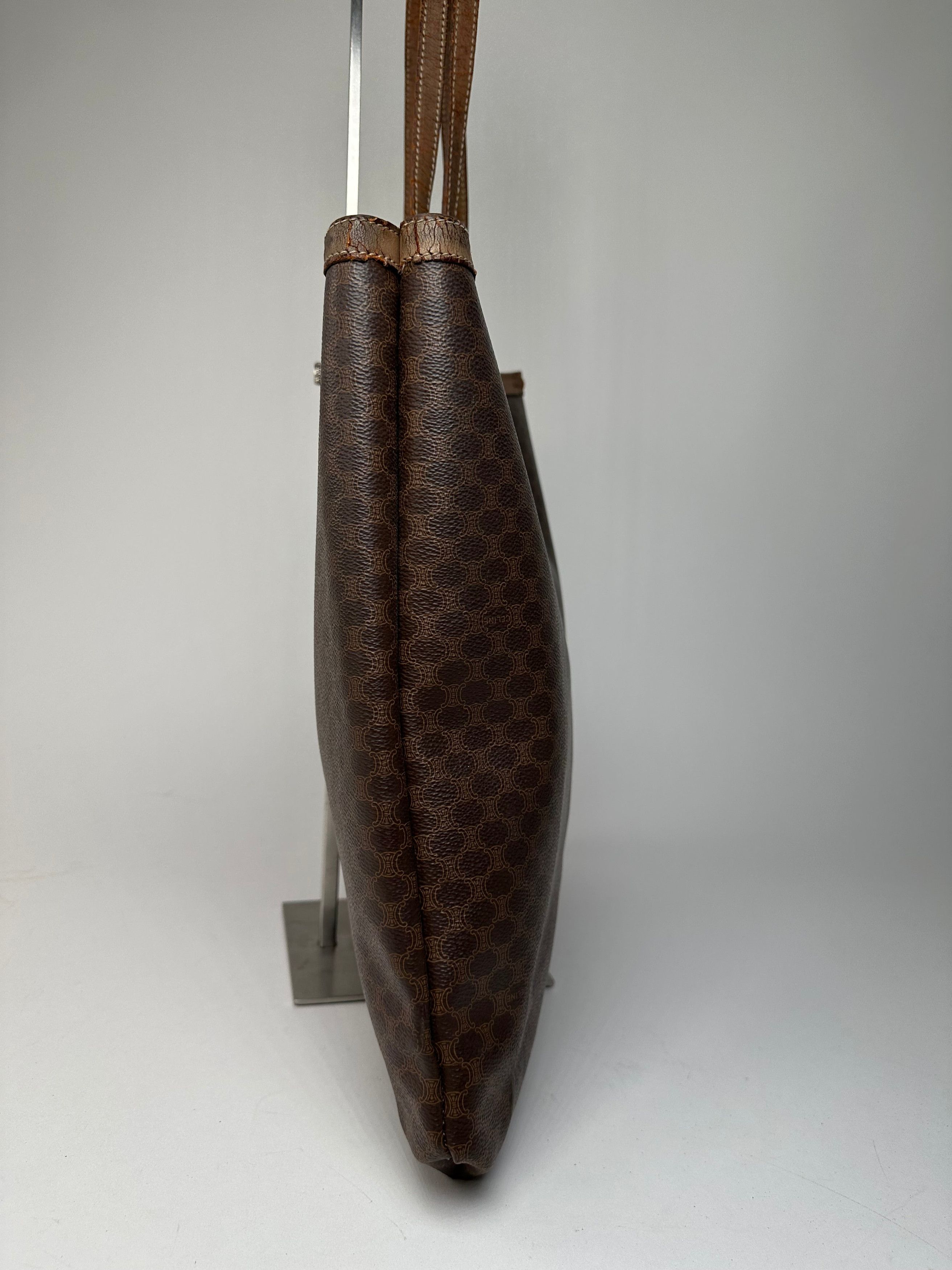 Celine Vintage Paris Triomphe Monogram Leather Tote Bag Brown Size ONE SIZE - 5 Thumbnail