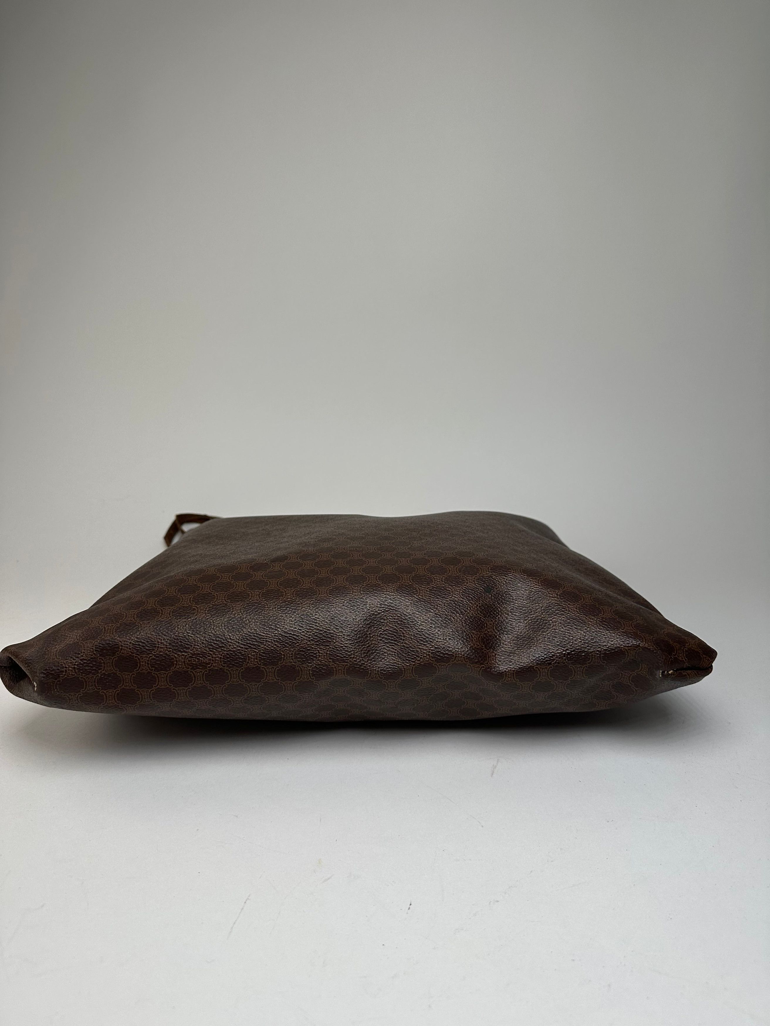 Celine Vintage Paris Triomphe Monogram Leather Tote Bag Brown Size ONE SIZE - 10 Thumbnail