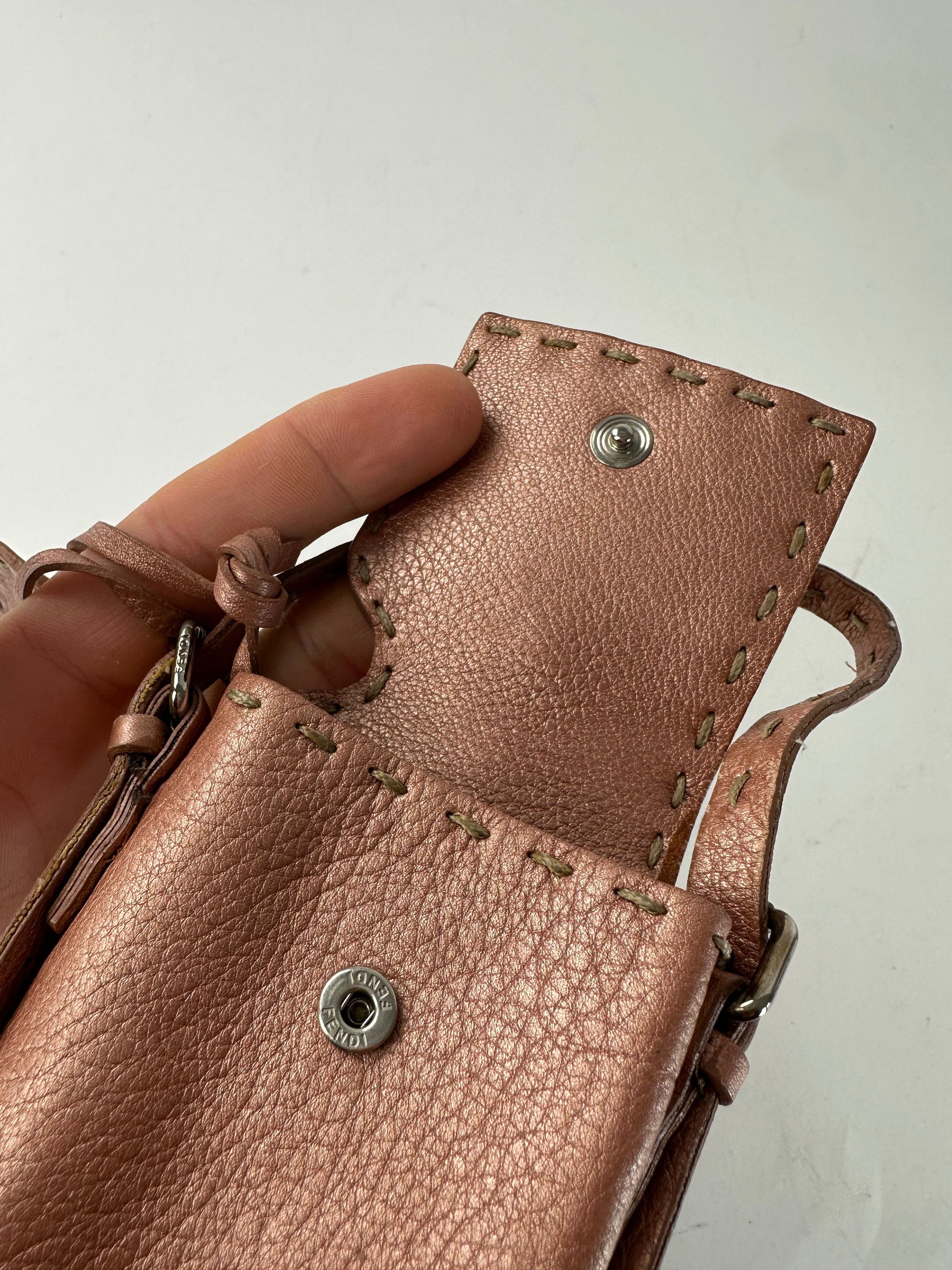 Fendi Vintage Metallic Rose Mini Leather Handbag Size ONE SIZE - 4 Thumbnail