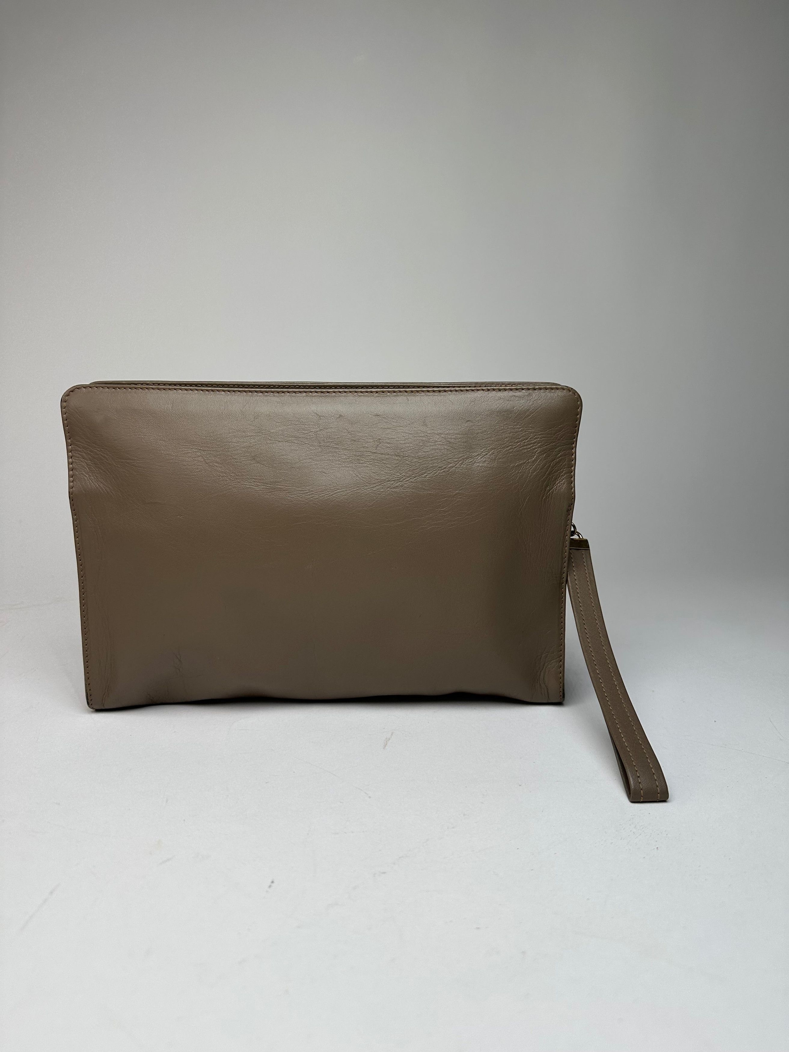 Givenchy Vintage Logo Leather Clutch Grey Size ONE SIZE - 2 Thumbnail