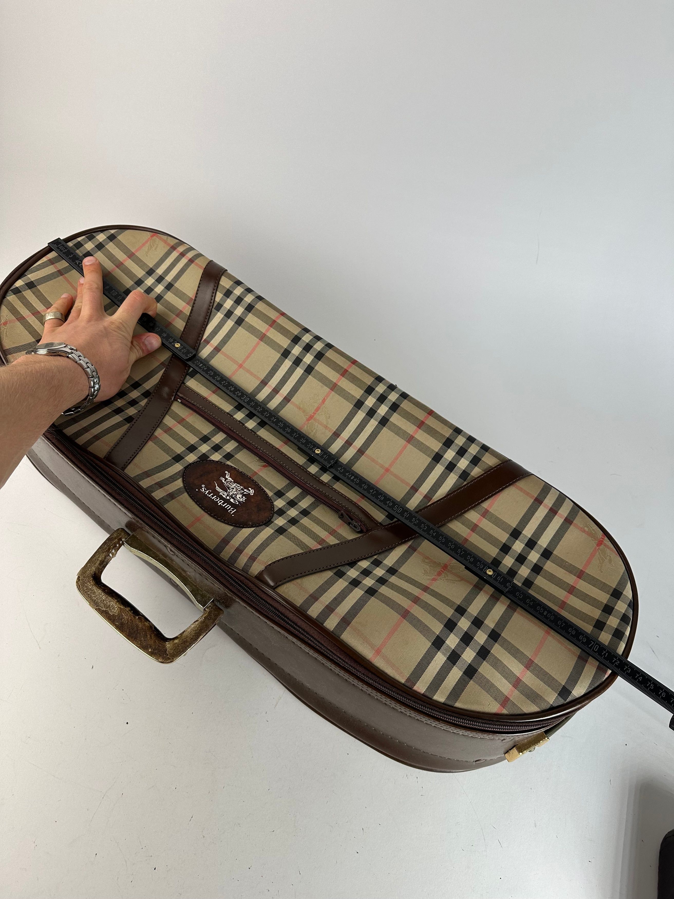 Burberry Vintage Nova Check Travel Bag Beige Brown Black Size ONE SIZE - 9 Thumbnail