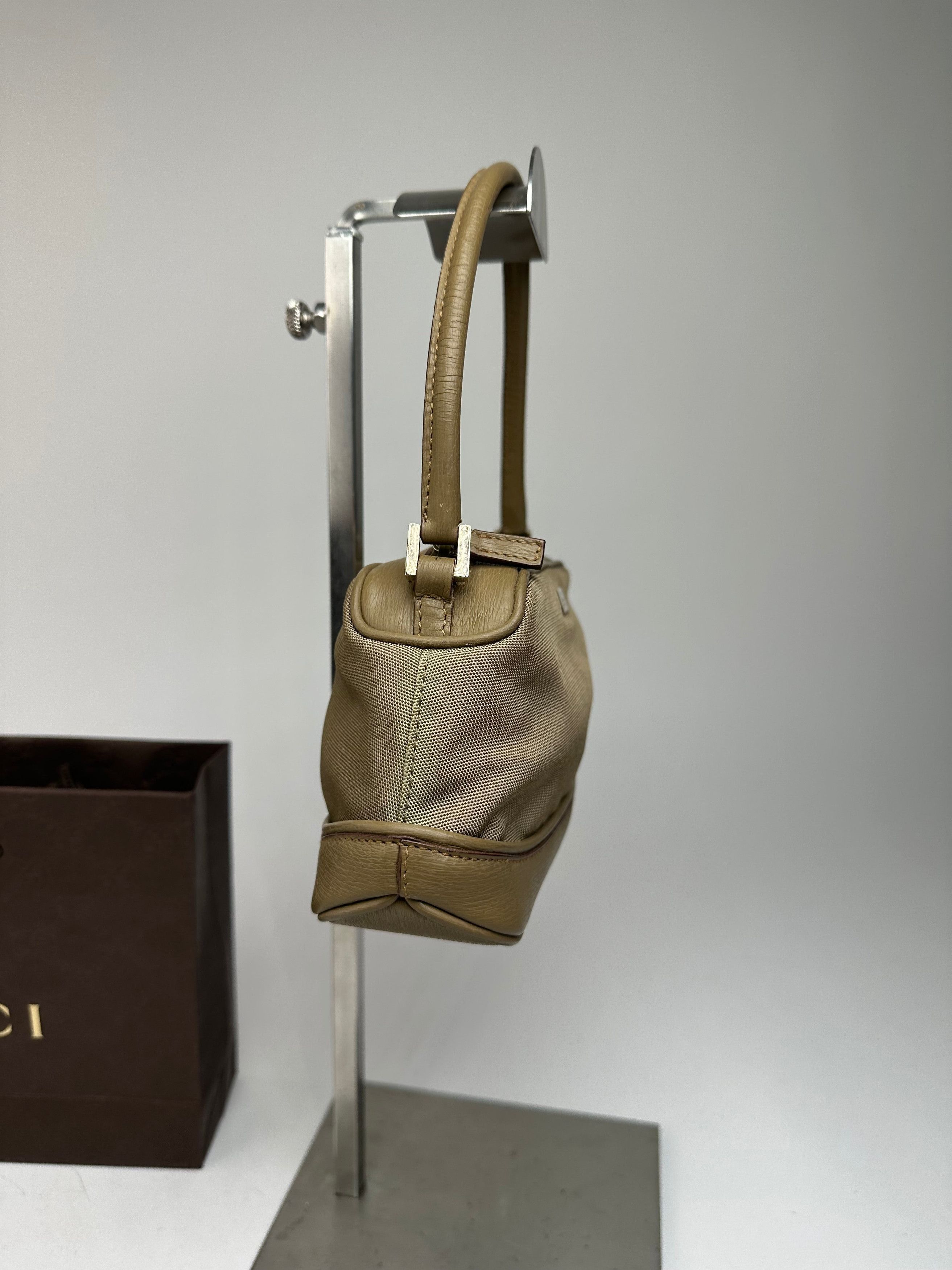 Gucci Vintage Canvas Leather Mini Bag Grey Brown Size ONE SIZE - 8 Thumbnail
