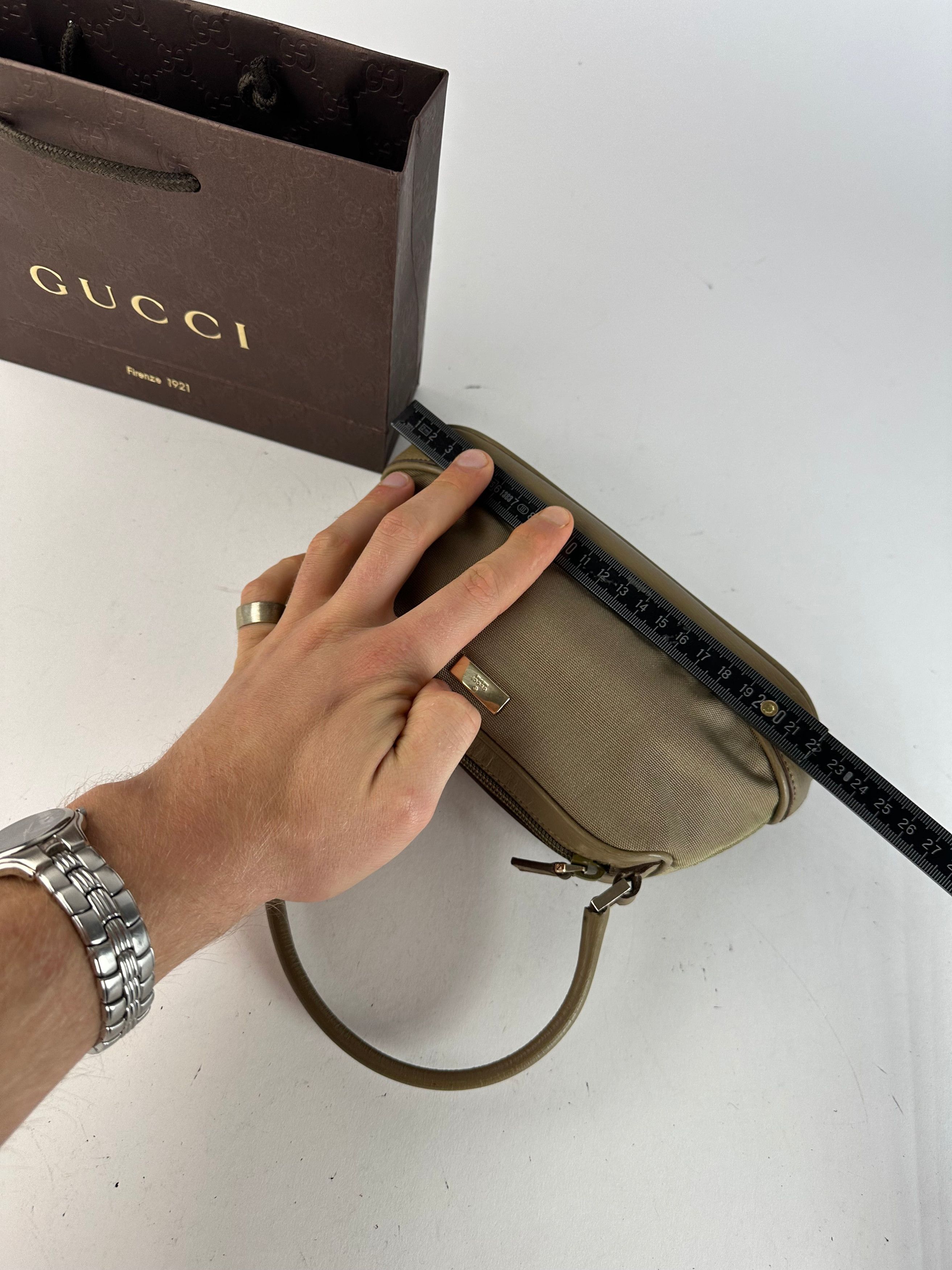 Gucci Vintage Canvas Leather Mini Bag Grey Brown Size ONE SIZE - 10 Thumbnail