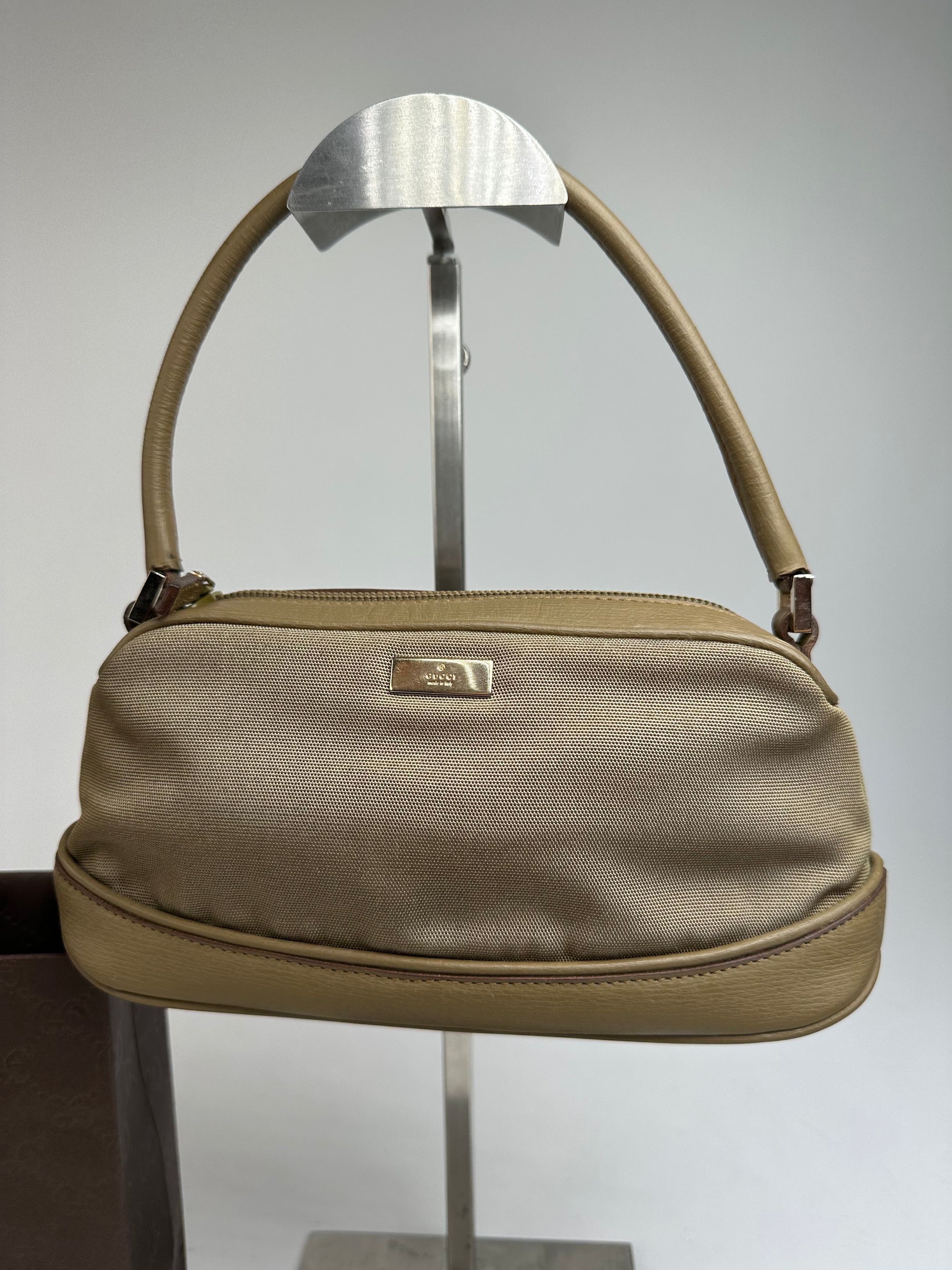 Gucci Vintage Canvas Leather Mini Bag Grey Brown Size ONE SIZE - 7 Thumbnail