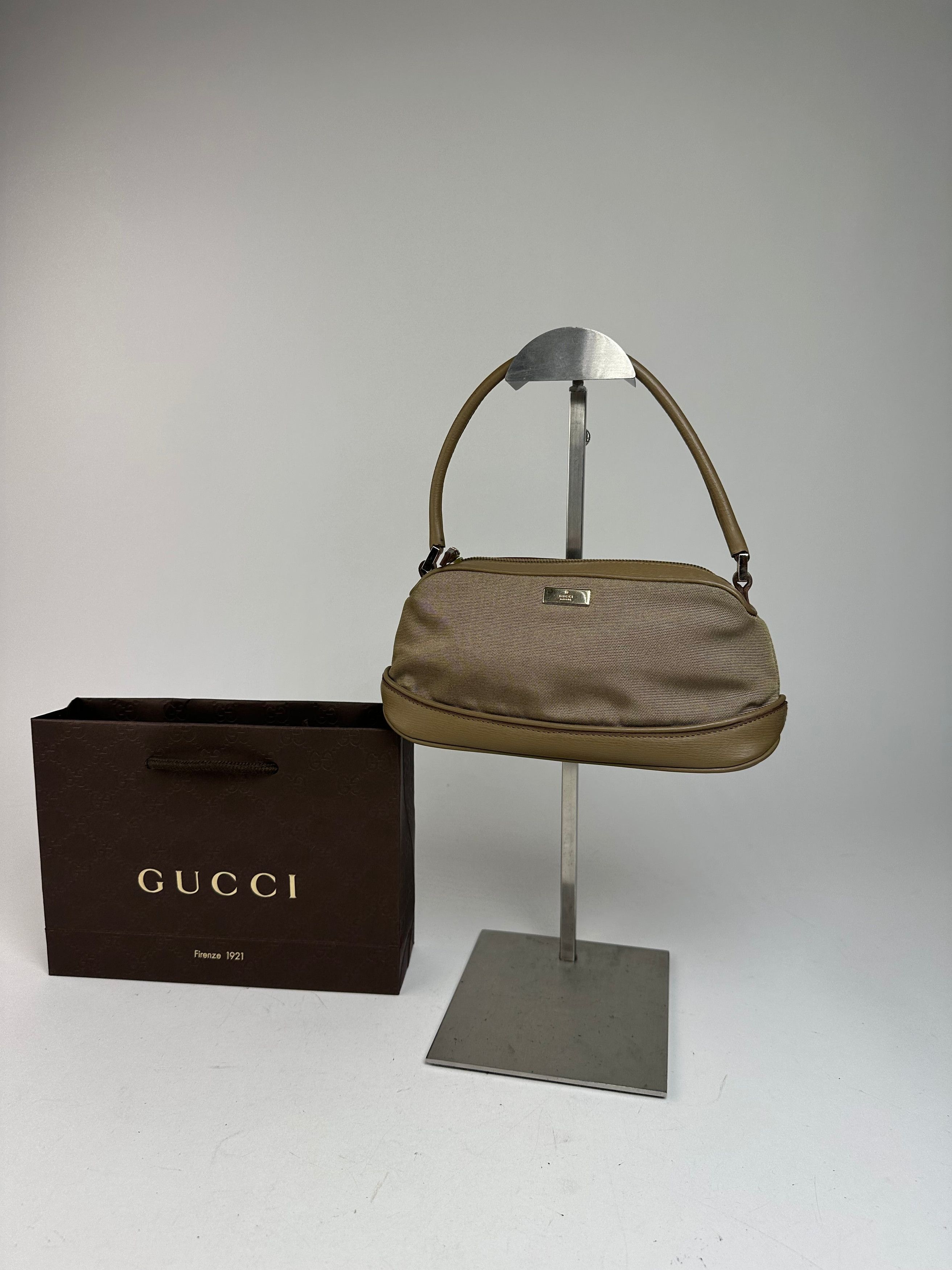 Gucci Vintage Canvas Leather Mini Bag Grey Brown Size ONE SIZE - 14 Thumbnail