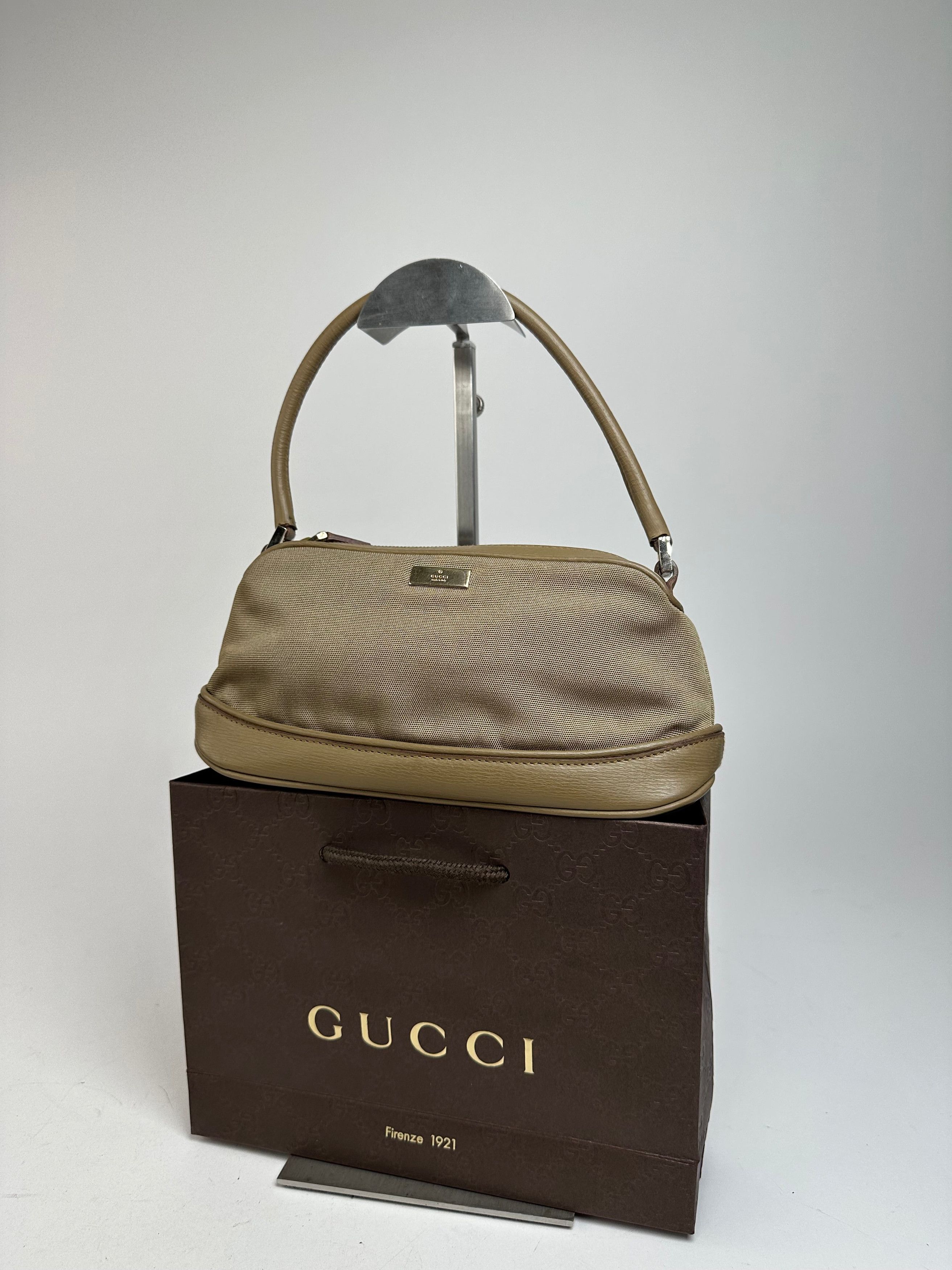 Gucci Vintage Canvas Leather Mini Bag Grey Brown Size ONE SIZE - 5 Thumbnail