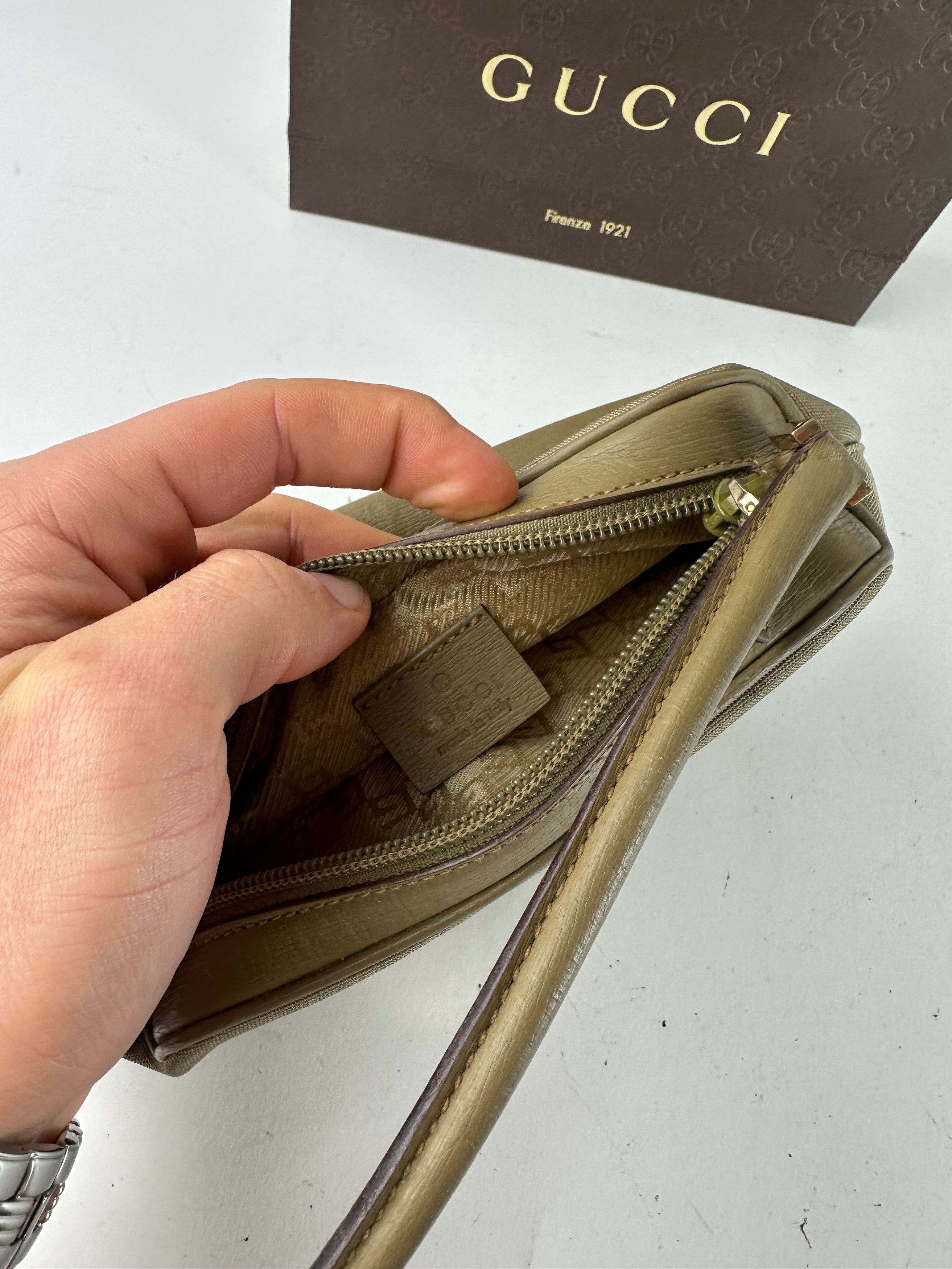 Gucci Vintage Canvas Leather Mini Bag Grey Brown Size ONE SIZE - 3 Thumbnail