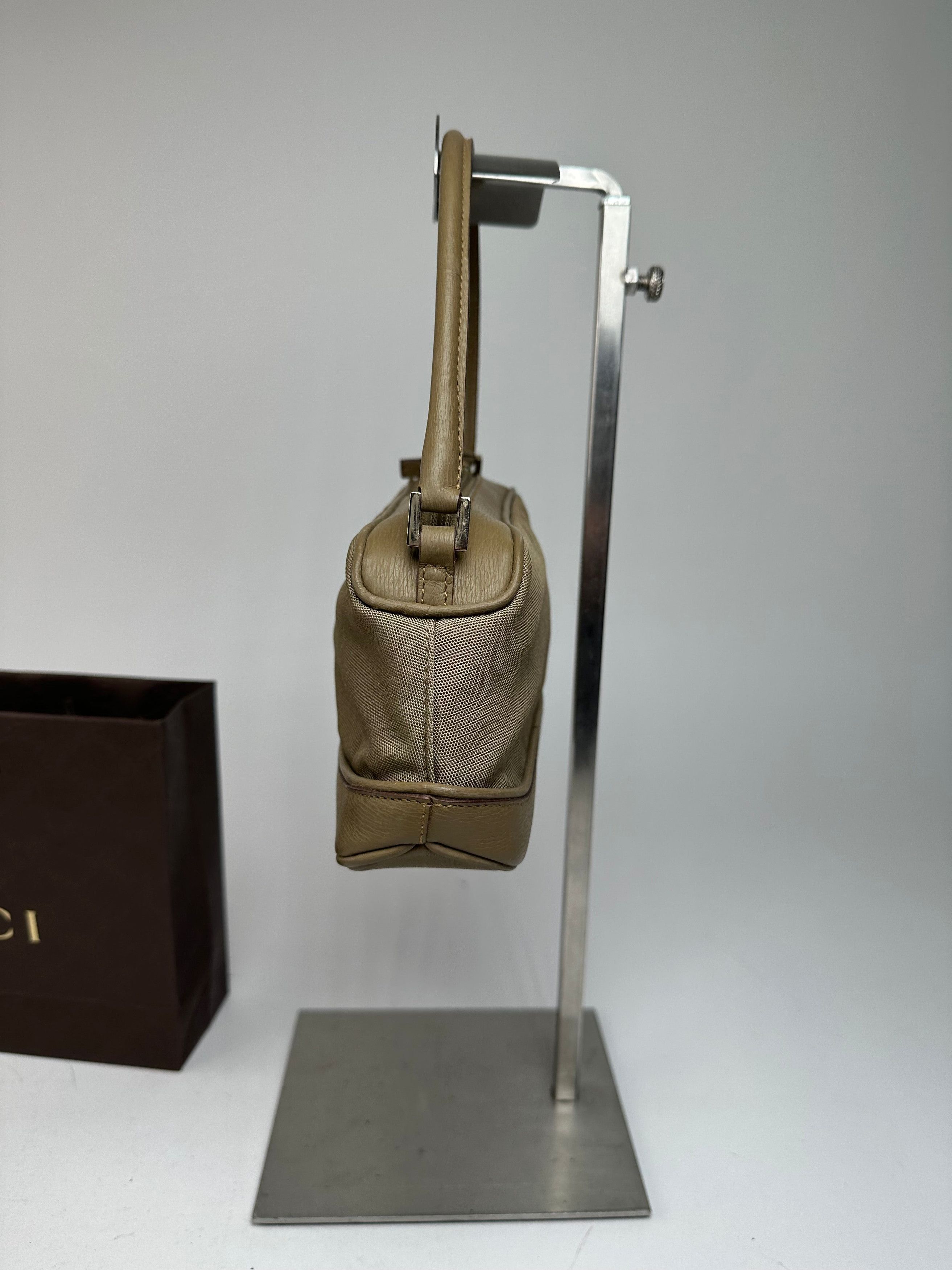 Gucci Vintage Canvas Leather Mini Bag Grey Brown Size ONE SIZE - 6 Thumbnail