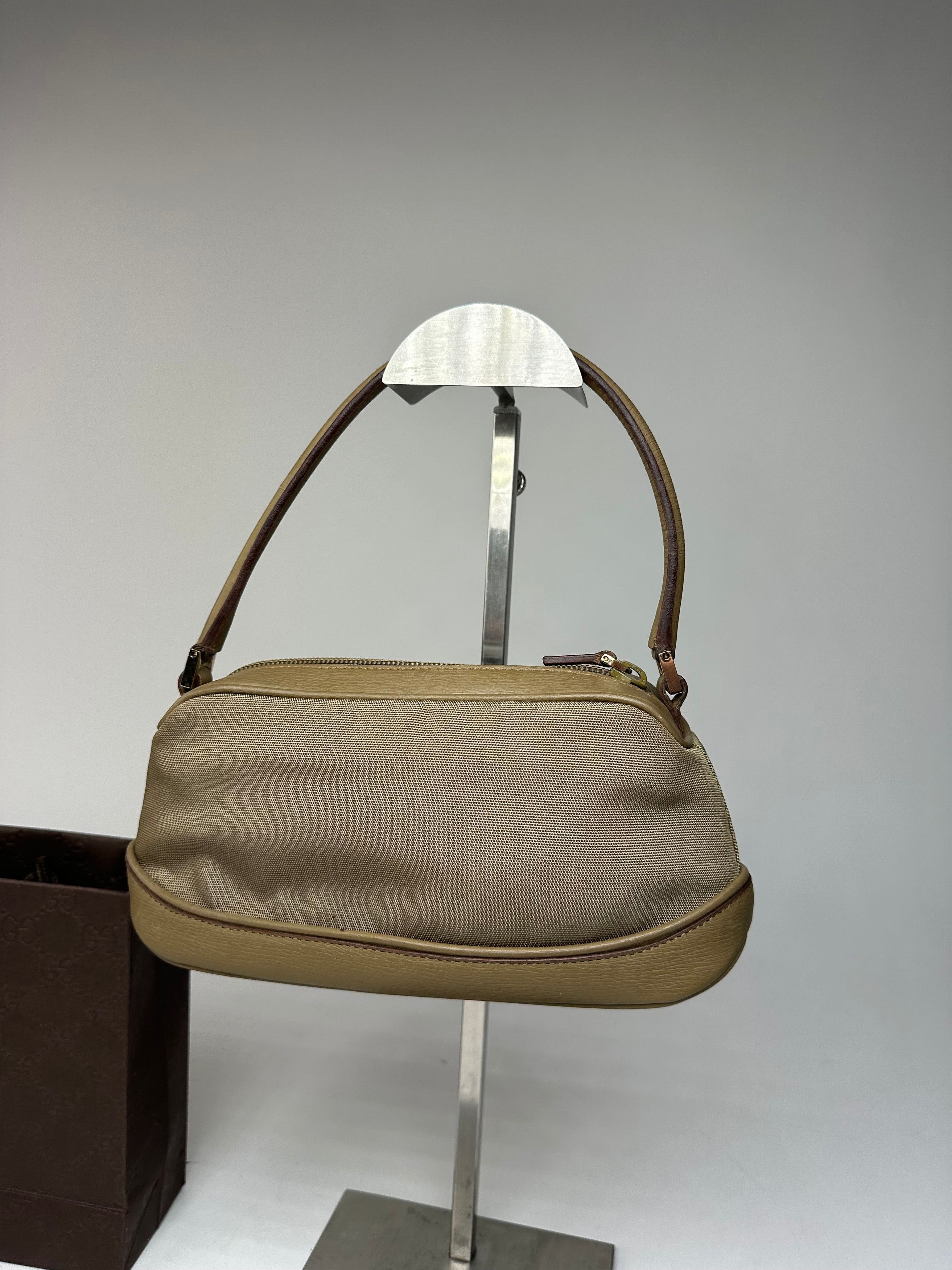 Gucci Vintage Canvas Leather Mini Bag Grey Brown Size ONE SIZE - 9 Thumbnail