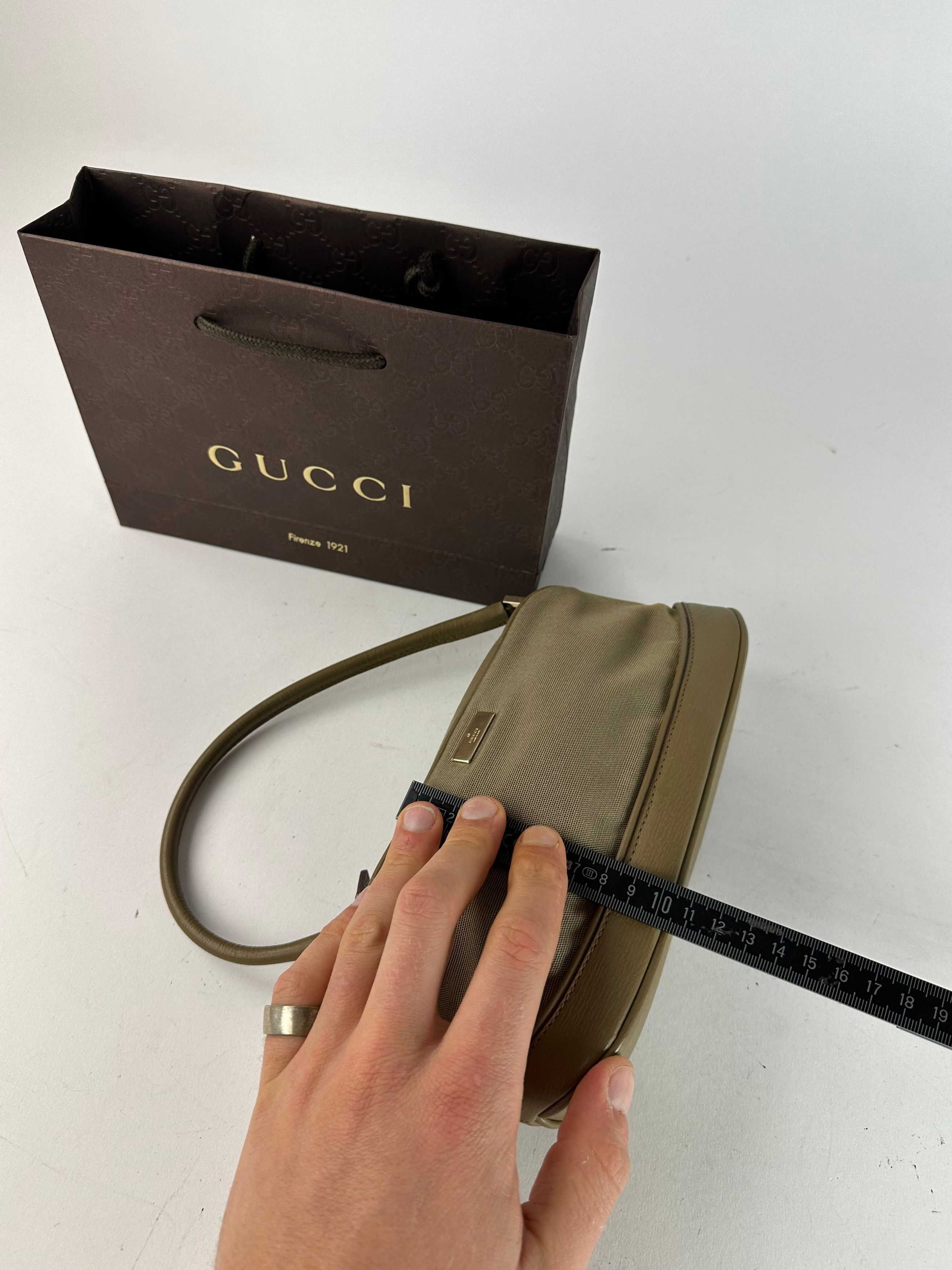 Gucci Vintage Canvas Leather Mini Bag Grey Brown Size ONE SIZE - 11 Thumbnail