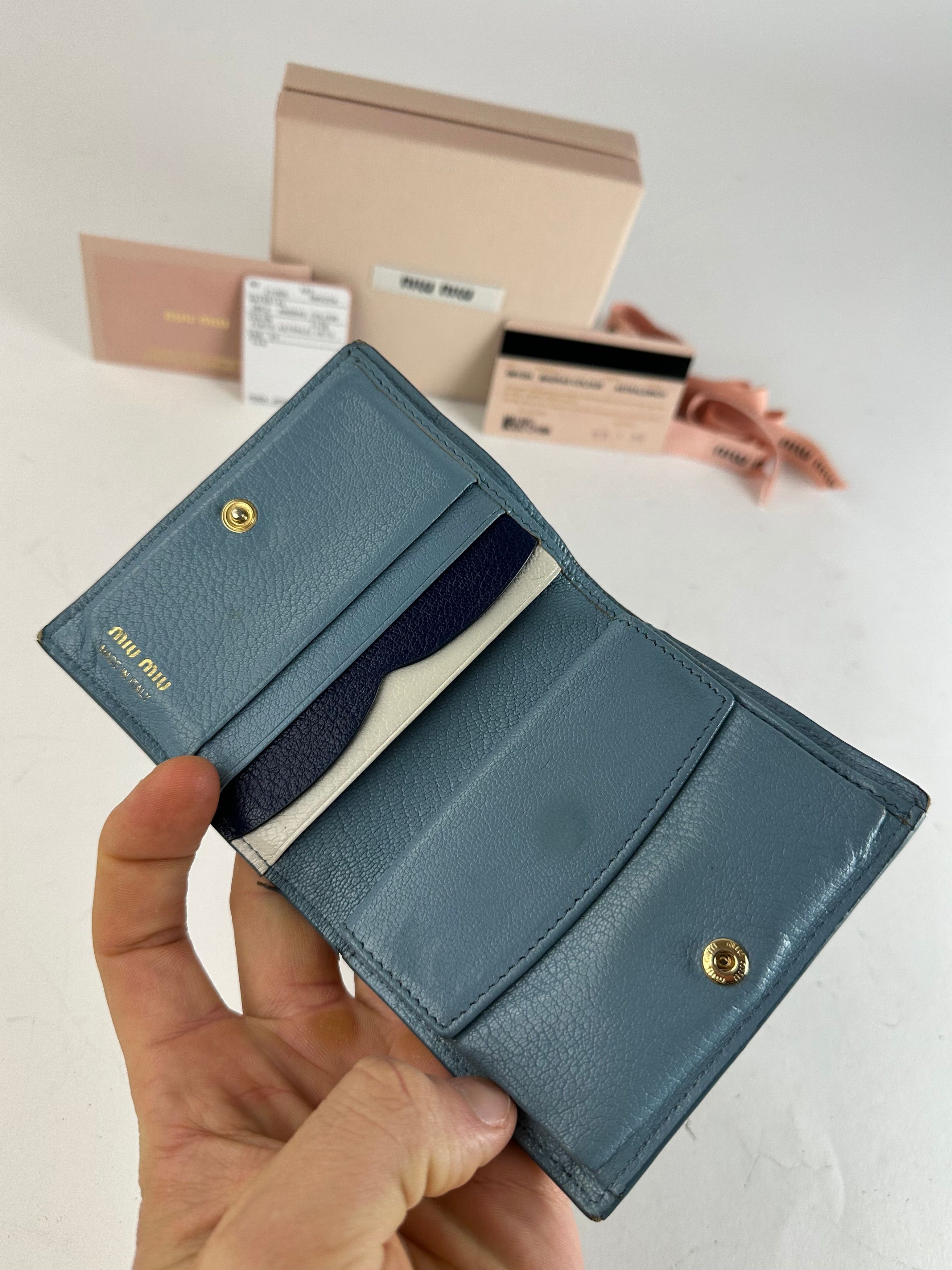 Miu Miu Vintage Leather Wallet Blue Size ONE SIZE - 5 Thumbnail