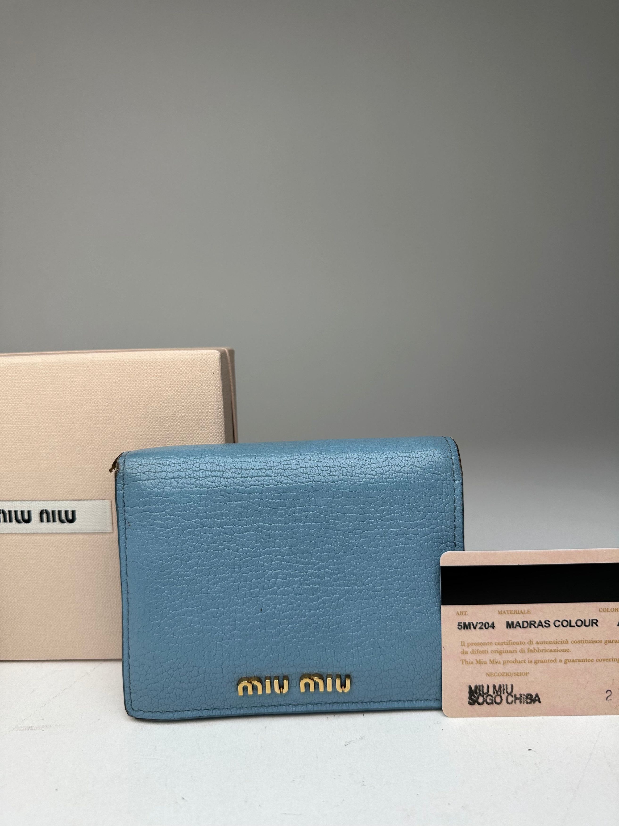 Miu Miu Vintage Leather Wallet Blue Size ONE SIZE - 6 Thumbnail