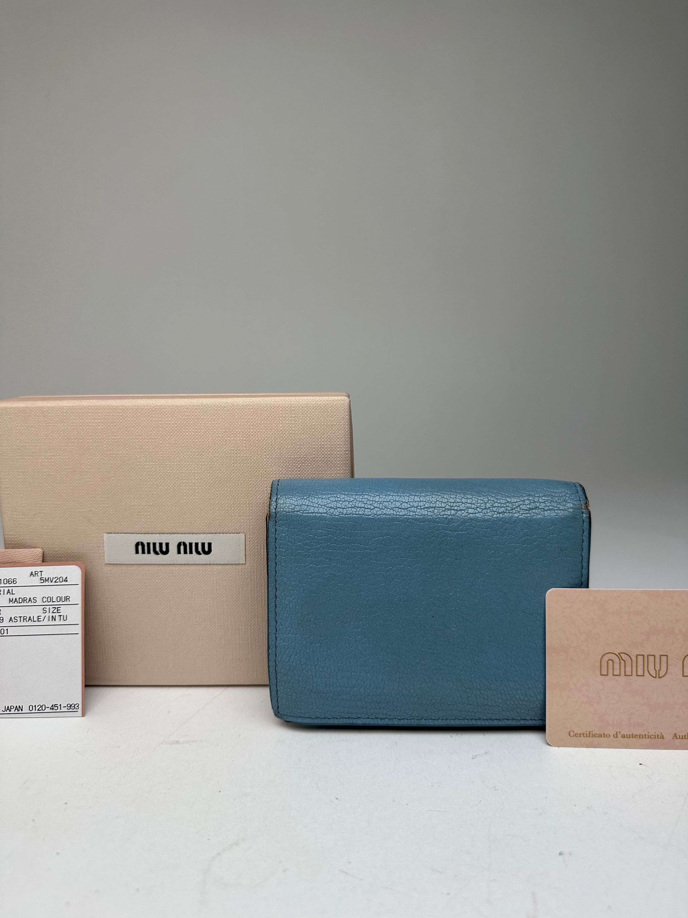 Miu Miu Vintage Leather Wallet Blue Size ONE SIZE - 14 Thumbnail