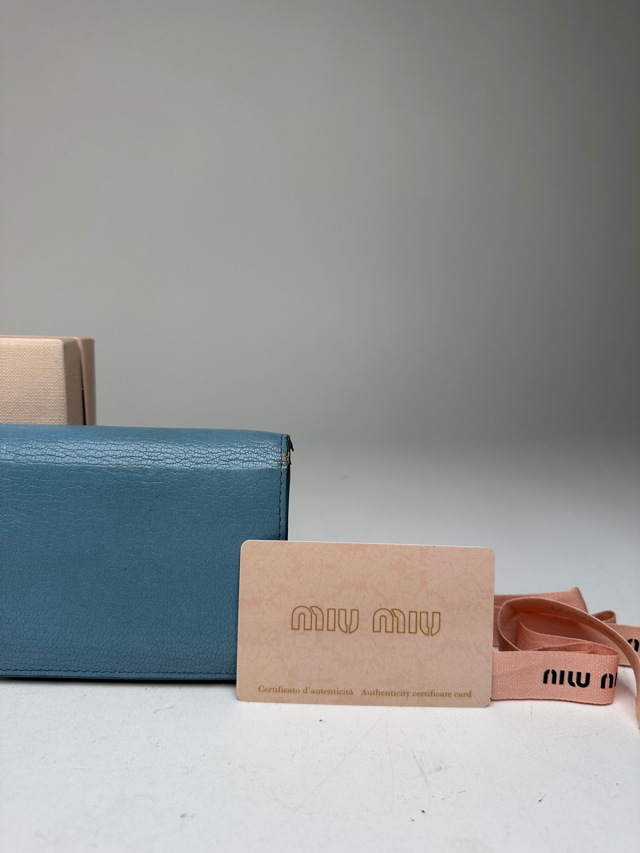 Miu Miu Vintage Leather Wallet Blue Size ONE SIZE - 8 Thumbnail