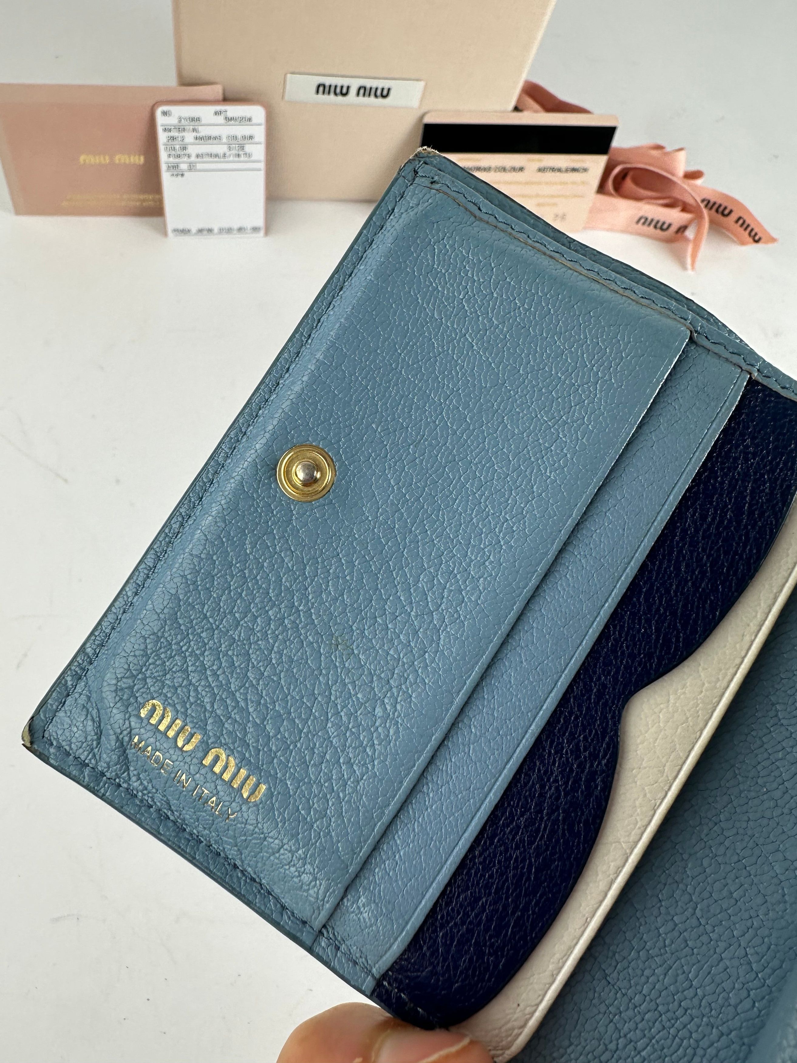Miu Miu Vintage Leather Wallet Blue Size ONE SIZE - 7 Thumbnail