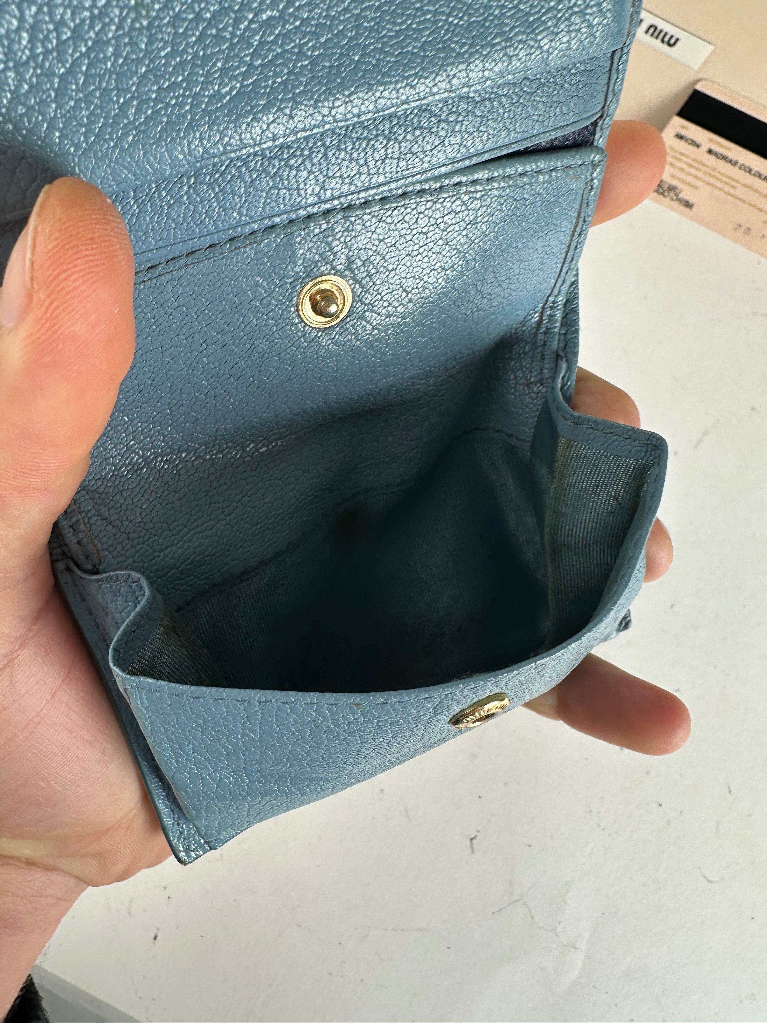 Miu Miu Vintage Leather Wallet Blue Size ONE SIZE - 10 Thumbnail