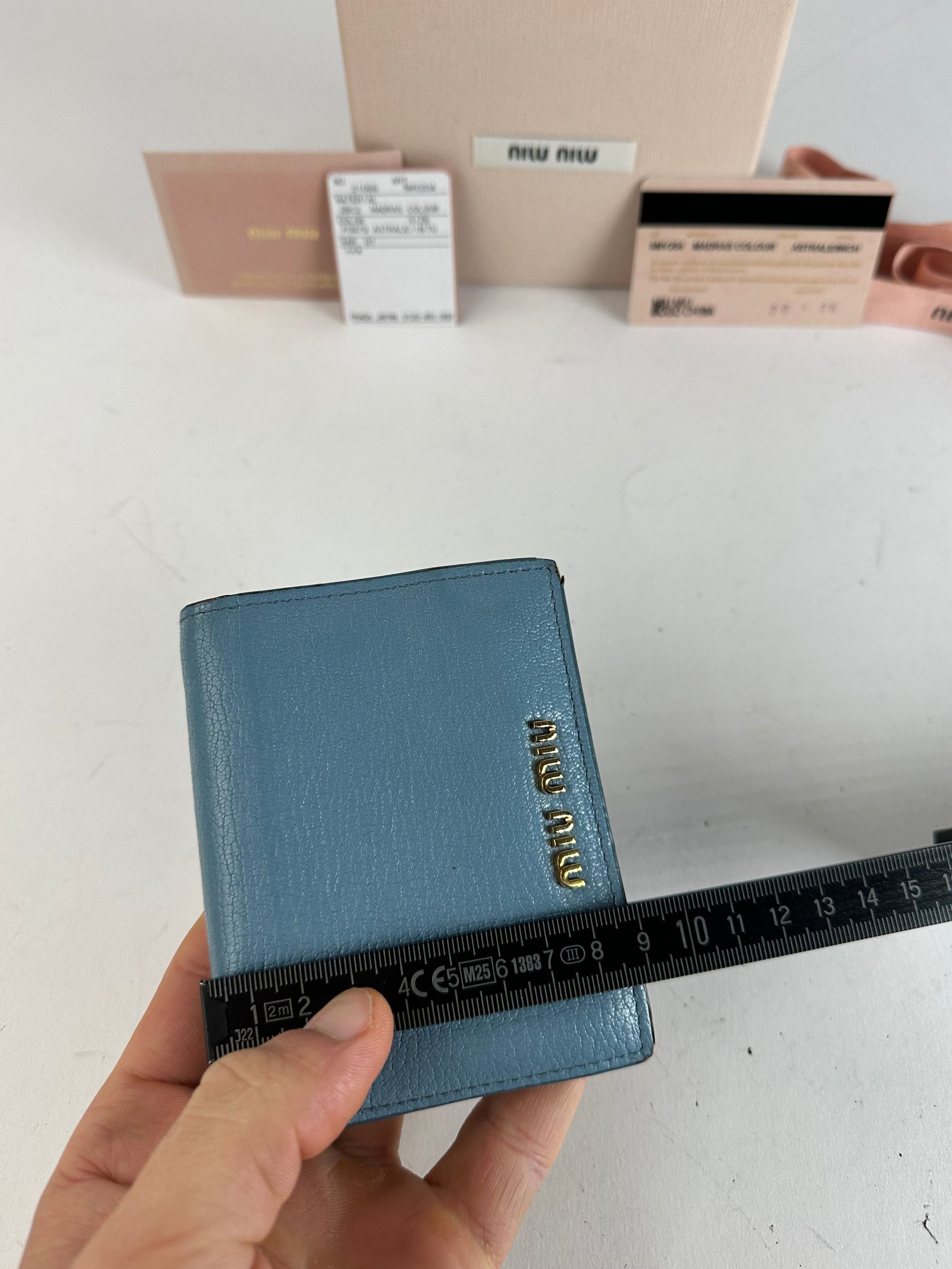 Miu Miu Vintage Leather Wallet Blue Size ONE SIZE - 12 Thumbnail
