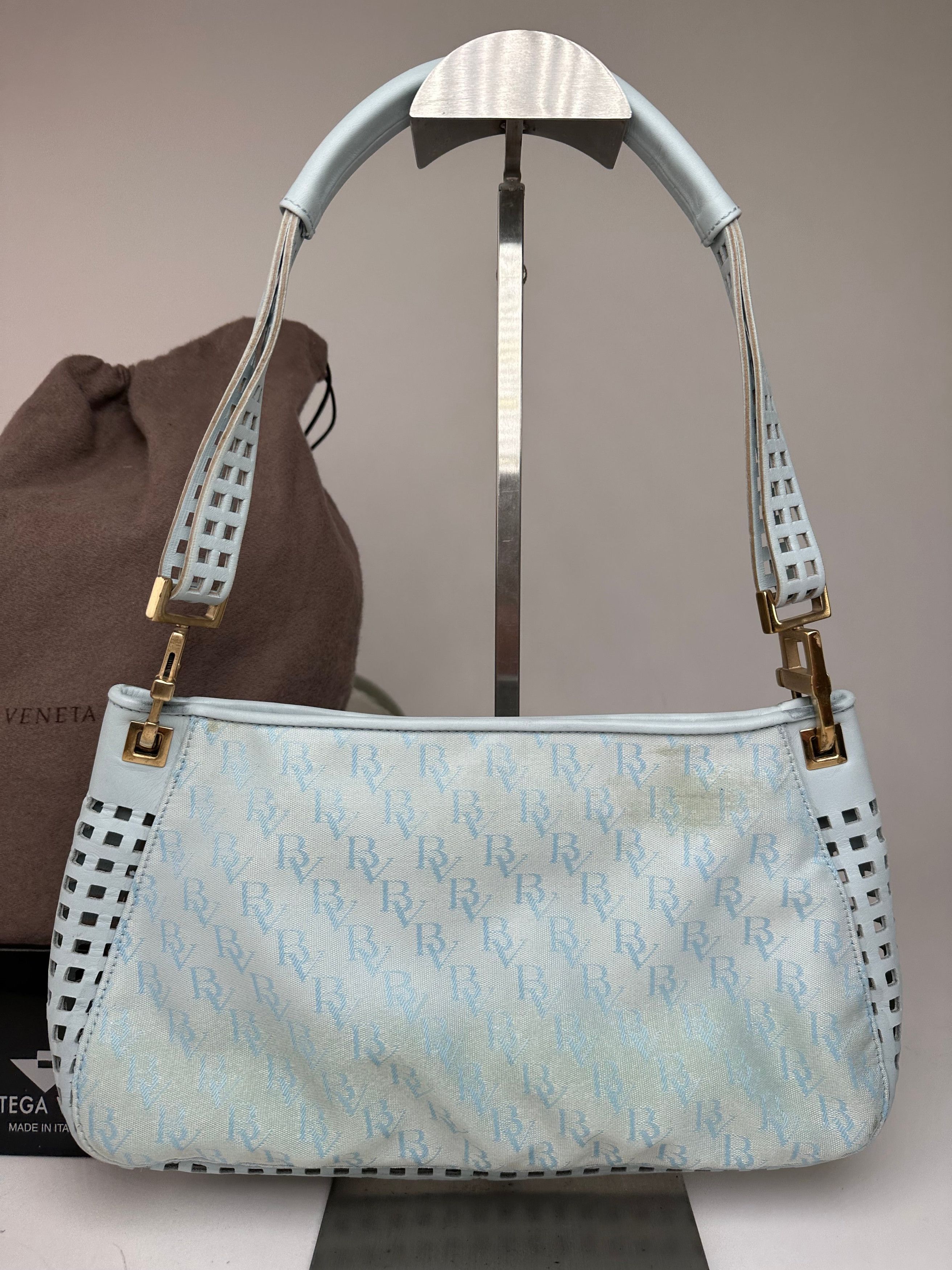 Bottega Veneta Vintage Monogram Suede Leather Bag Turquoise Size ONE SIZE - 10 Thumbnail