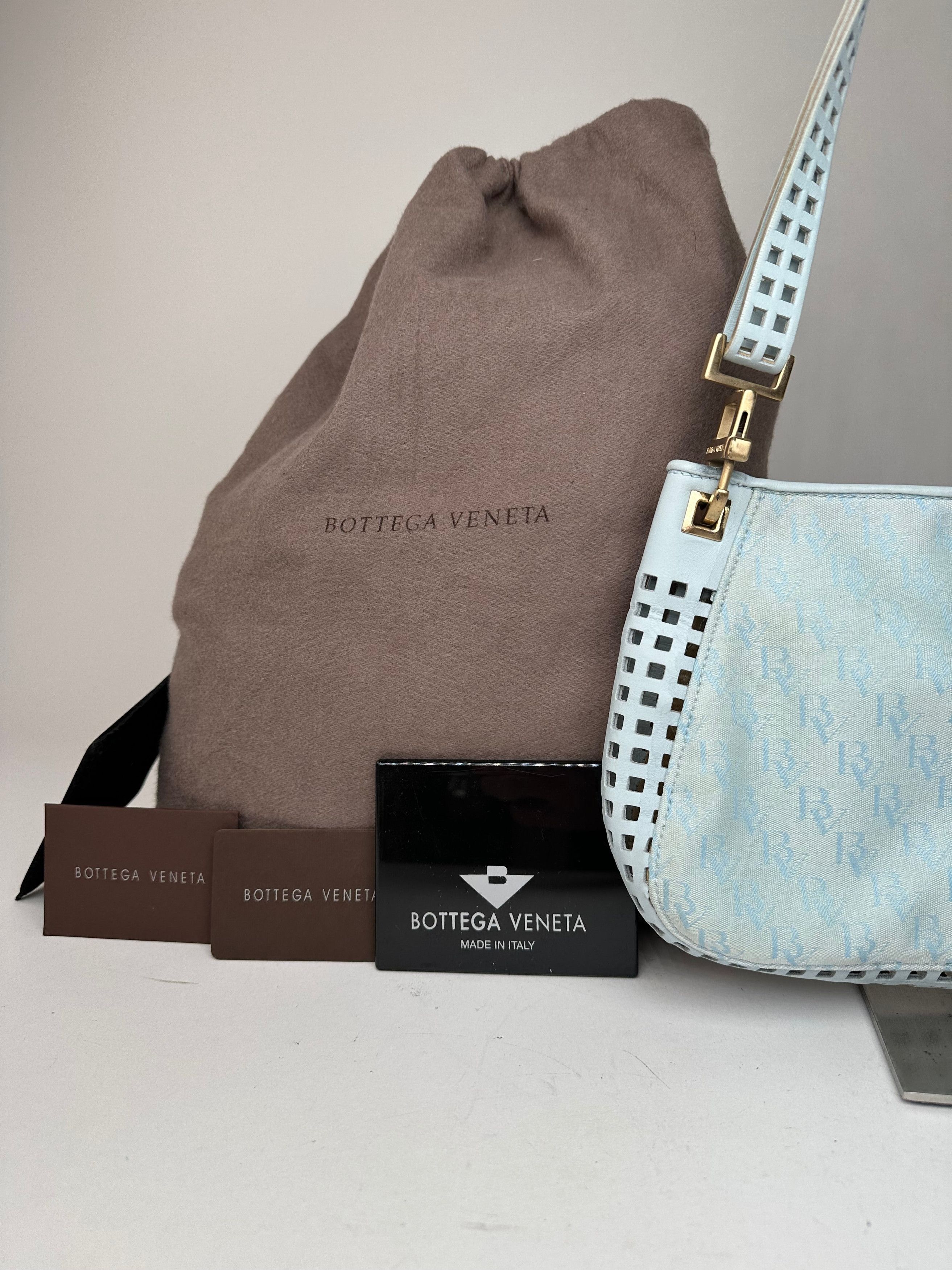 Bottega Veneta Vintage Monogram Suede Leather Bag Turquoise Size ONE SIZE - 7 Thumbnail