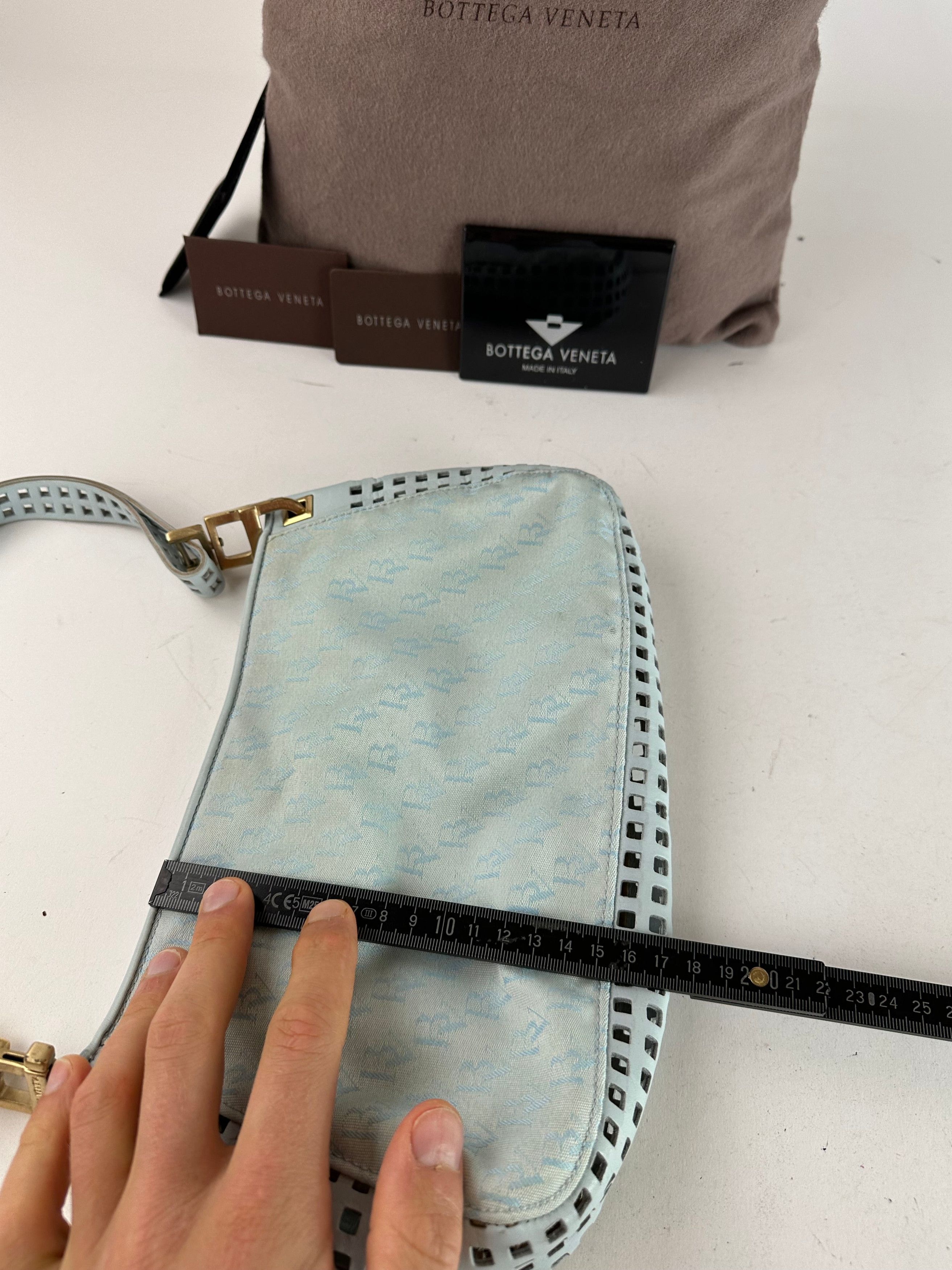 Bottega Veneta Vintage Monogram Suede Leather Bag Turquoise Size ONE SIZE - 12 Thumbnail