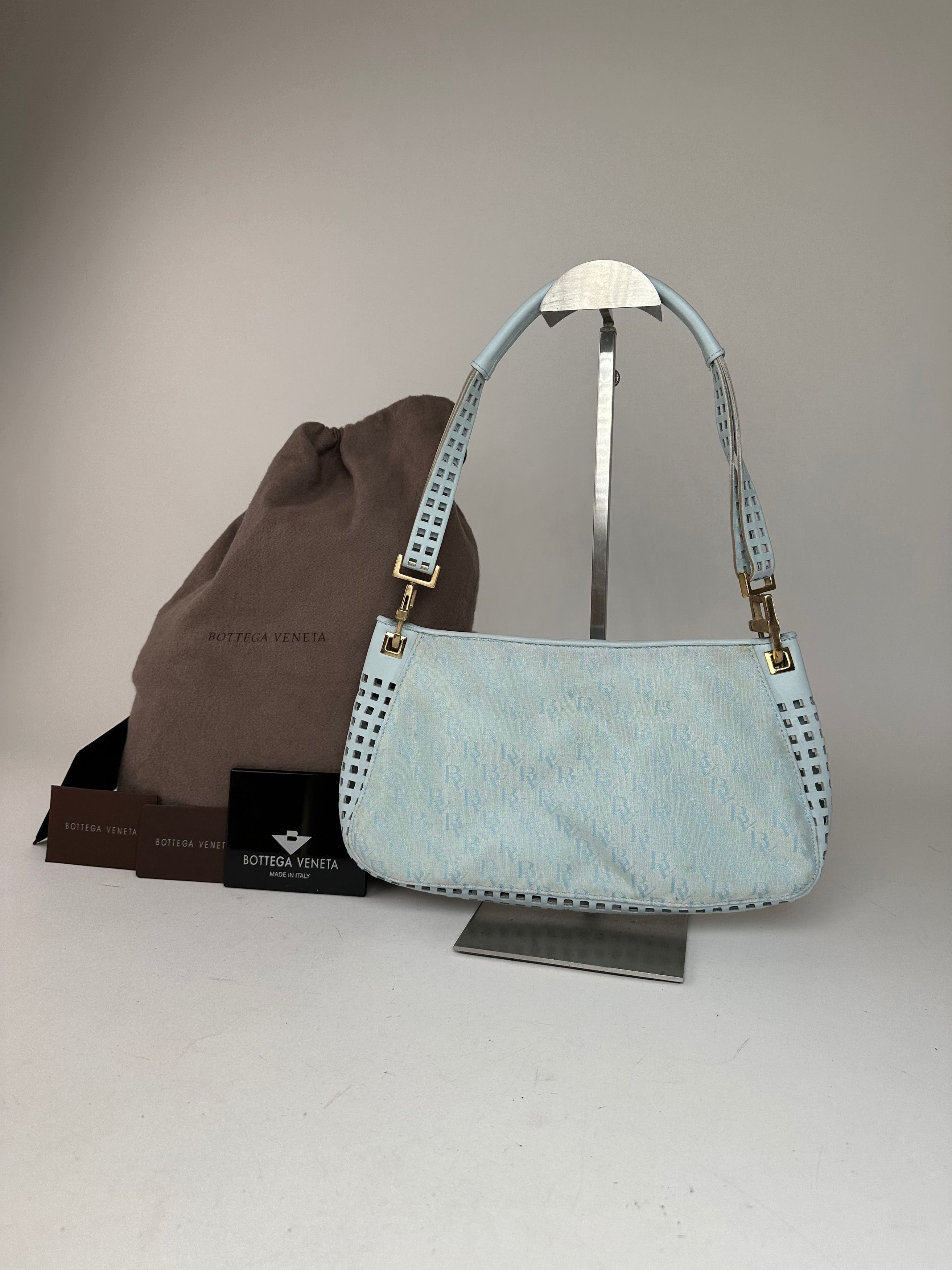Bottega Veneta Vintage Monogram Suede Leather Bag Turquoise Size ONE SIZE - 2 Thumbnail