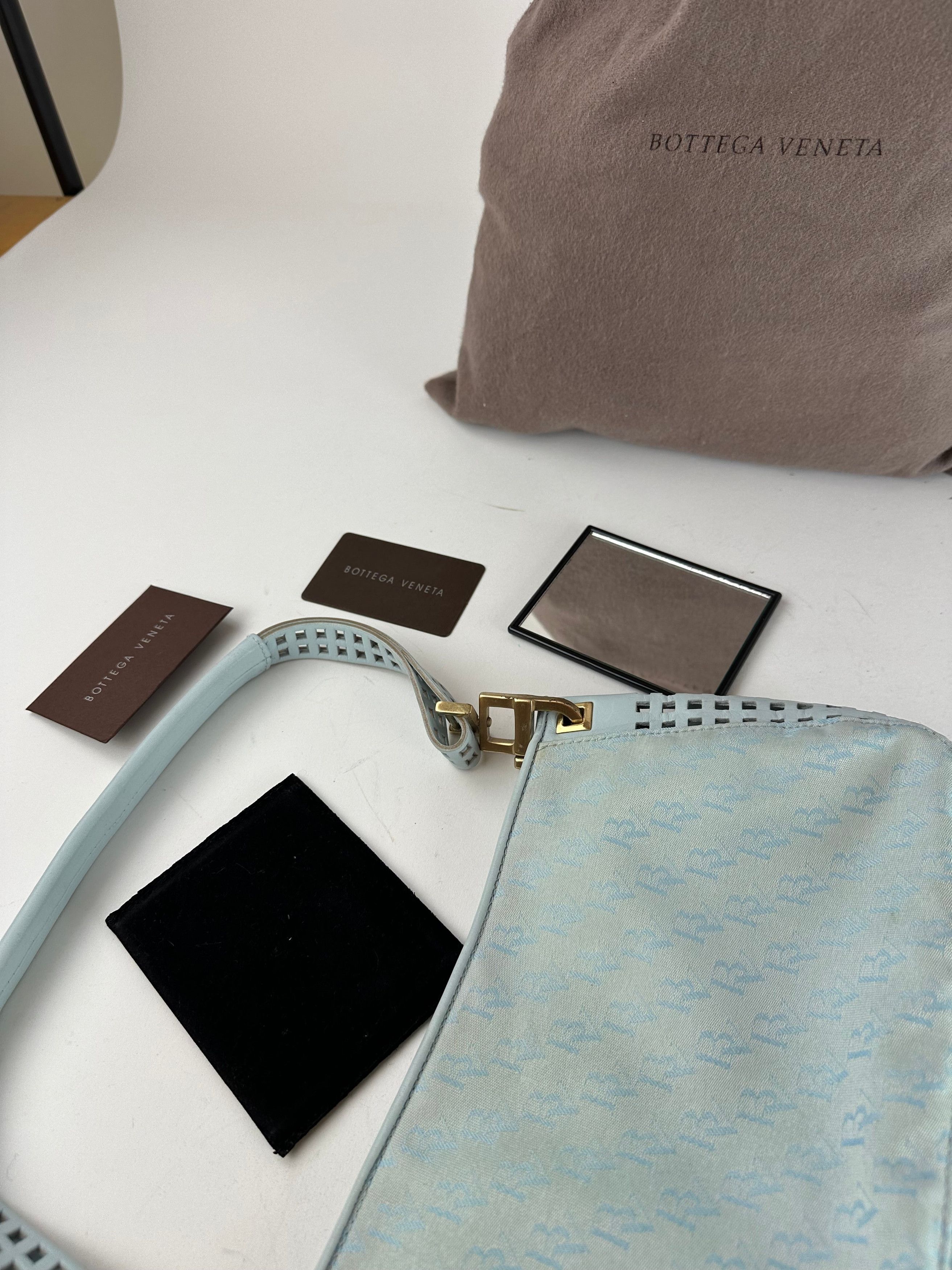 Bottega Veneta Vintage Monogram Suede Leather Bag Turquoise Size ONE SIZE - 14 Thumbnail